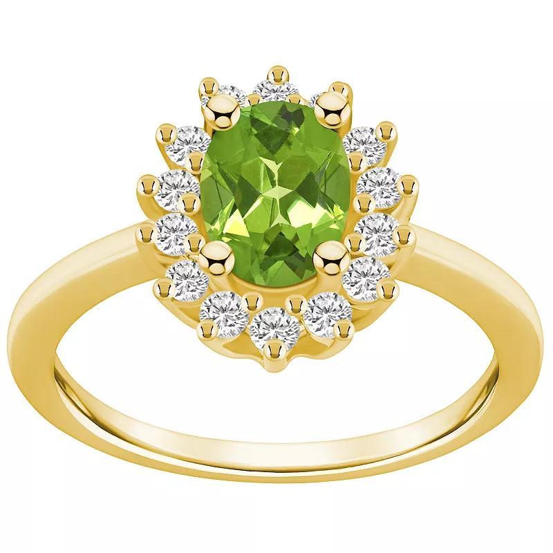 Alyson Layne 14k White Gold Oval Cut Peridot & 1/3 Carat T.W. Diamond Halo Ring, Women's, Size: 5, Green Product Image