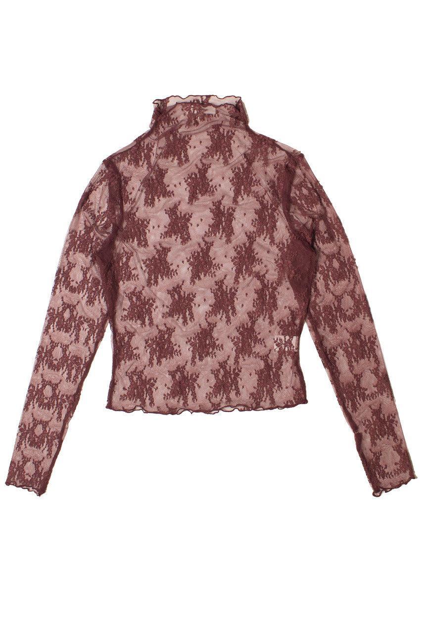 Floral Lace Mesh Mock Neck Top Product Image
