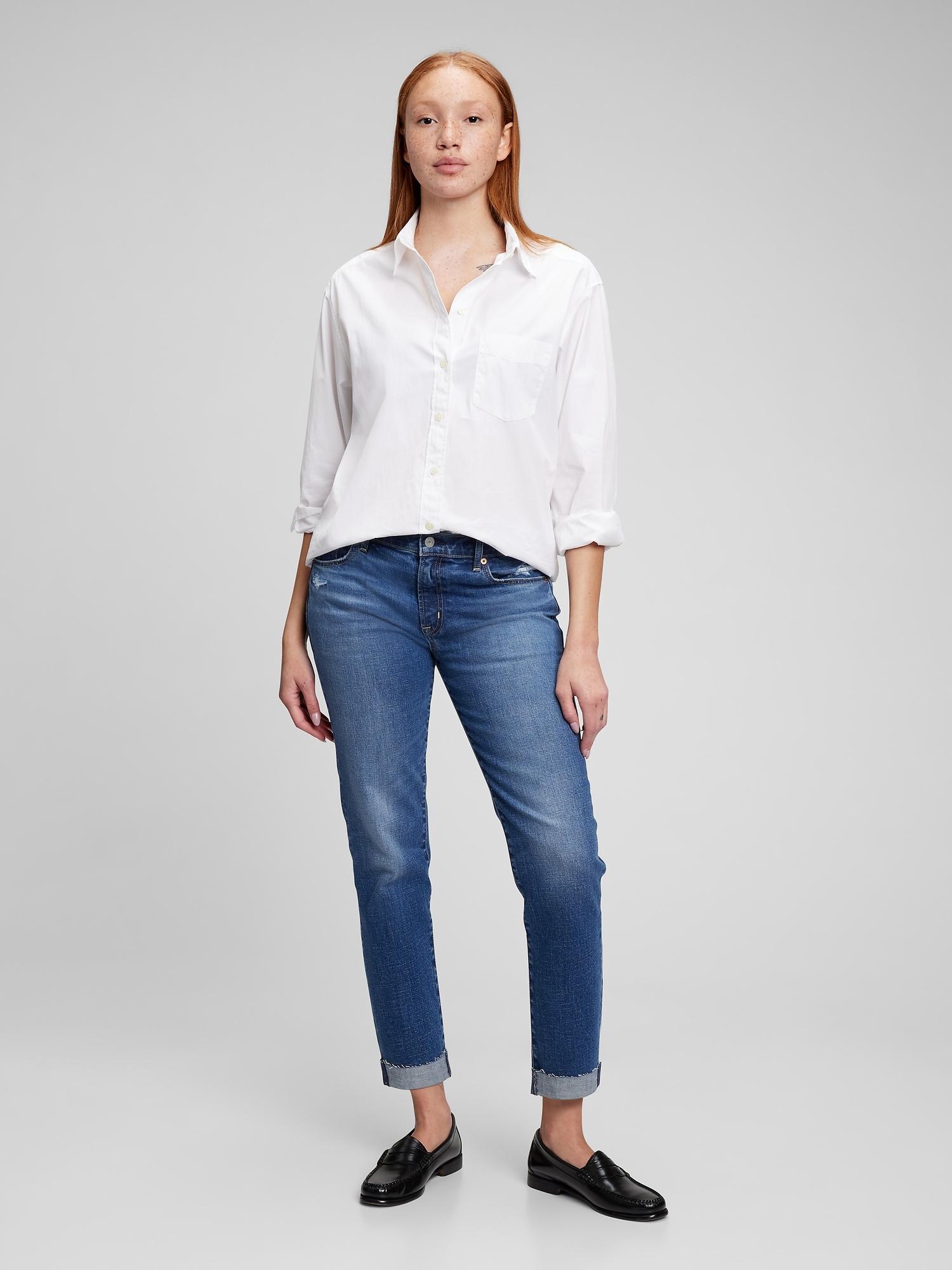 Mid Rise Girlfriend Jeans Product Image