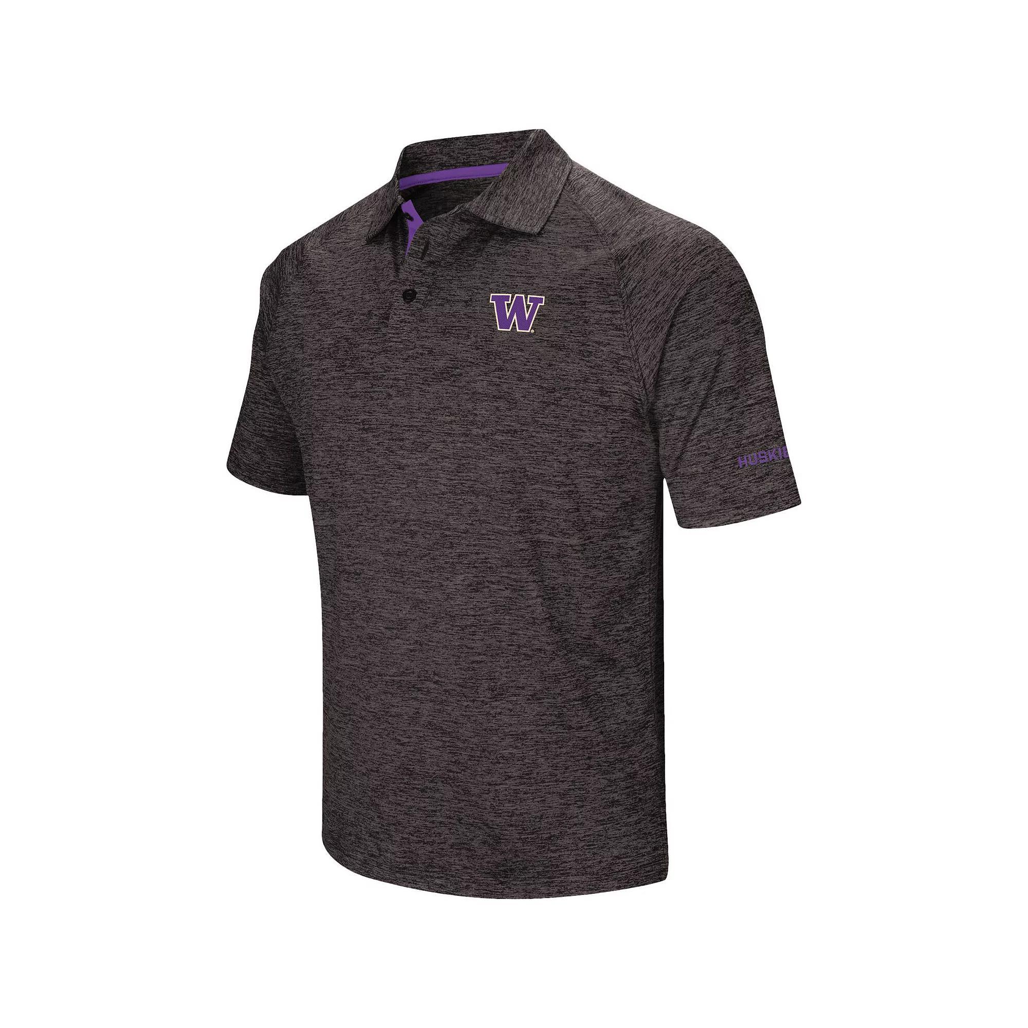 Men's Colosseum Black Washington Huskies Down Swing Polo, Size: 3XL, Charco Product Image