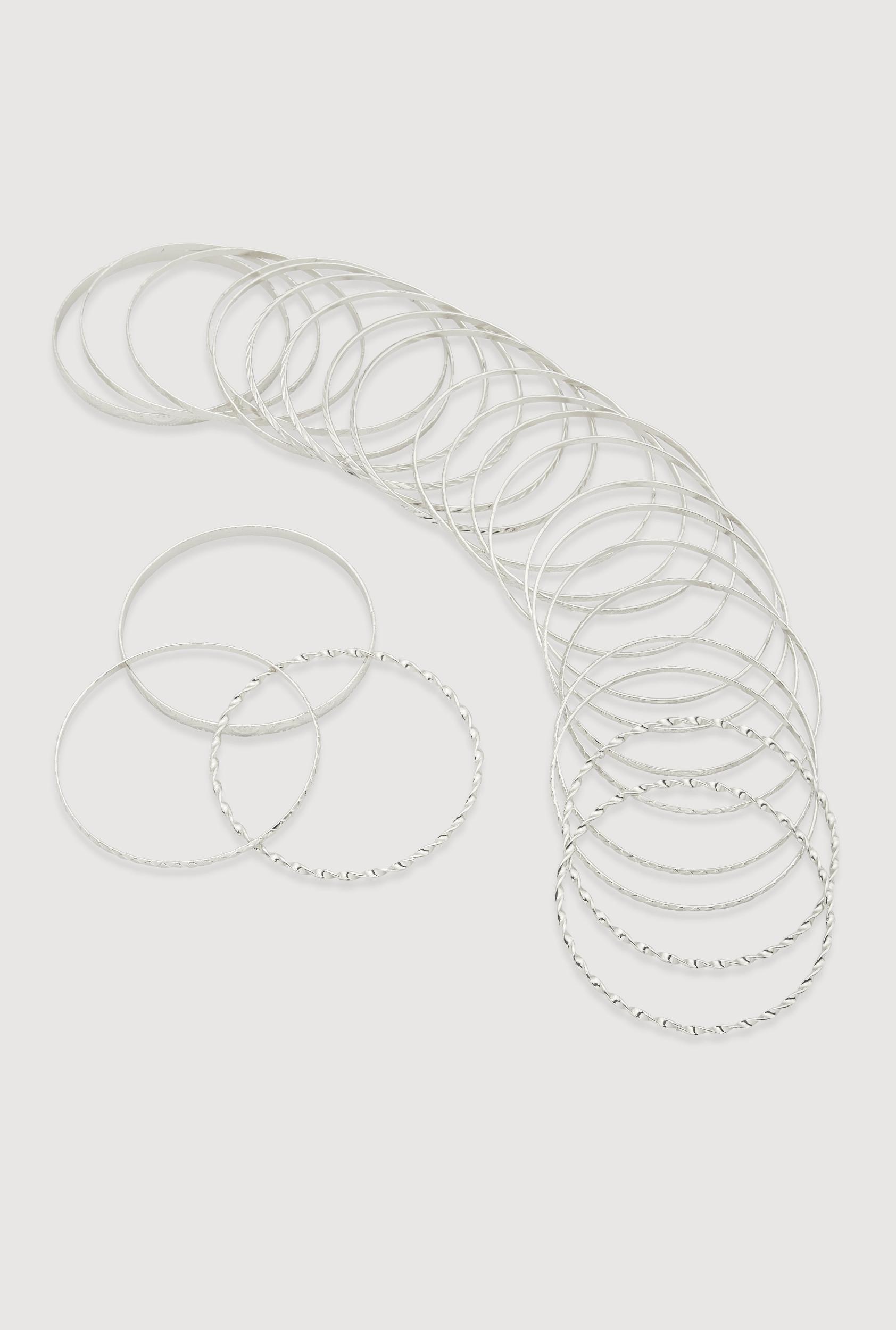 Plus Size Cubic Zirconia Assorted Metallic Bangles Set Male Product Image