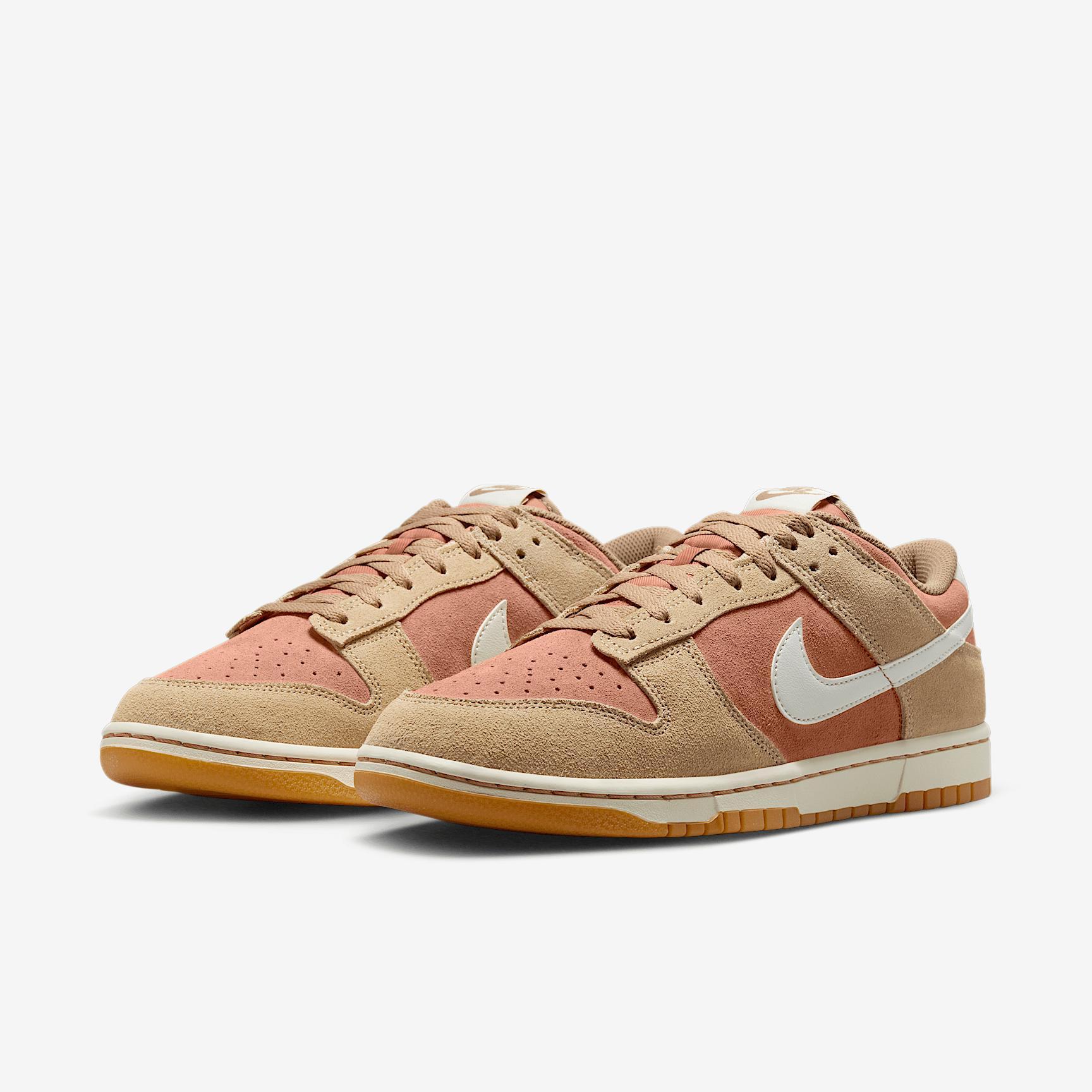 Nike Mens Dunk Low Retro SE Casual Shoes in Pale Ivory/White/Light Orewood Brown Product Image