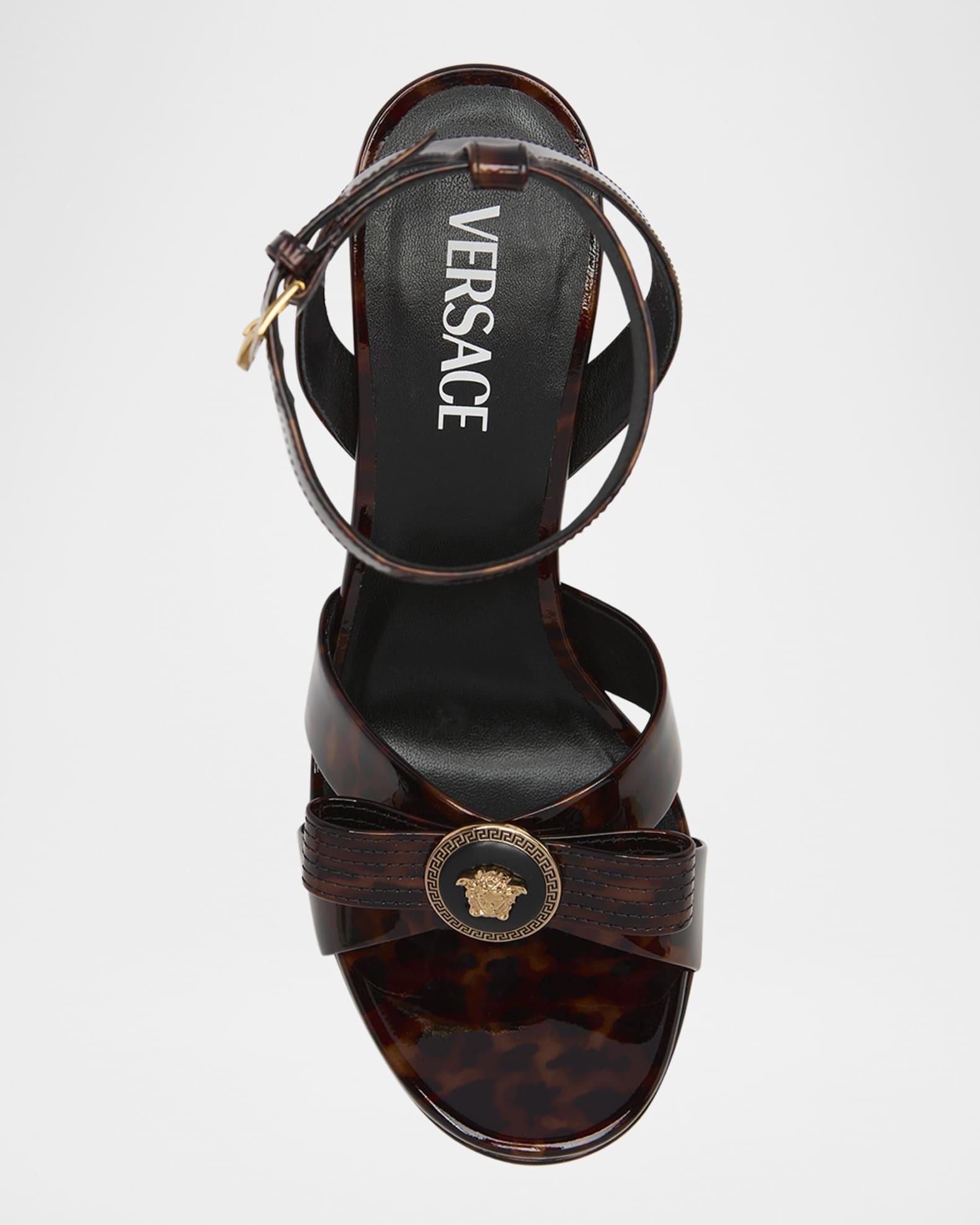 Gianna Ribbon Tortoise Patent Leather Platform Sandals Product Image