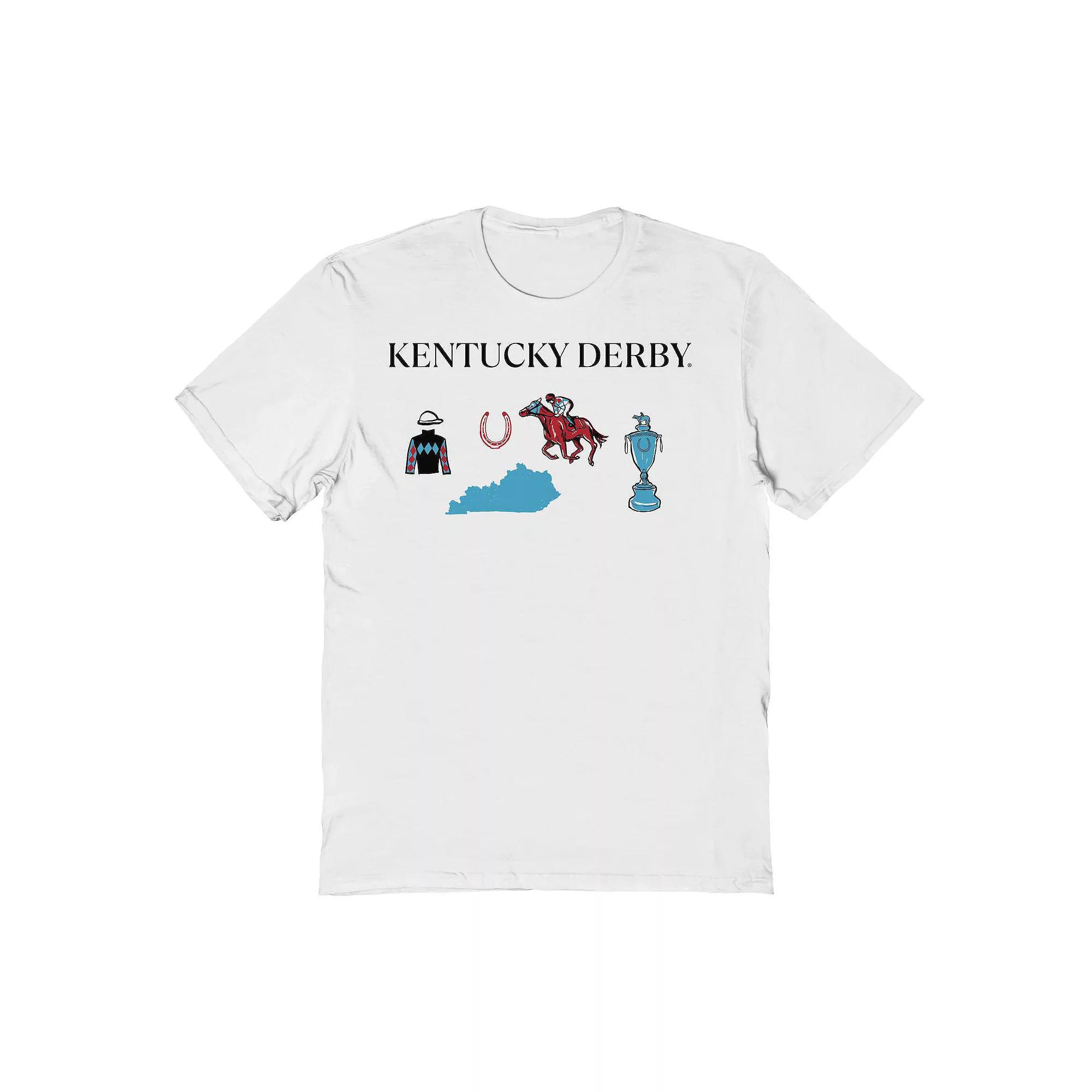 Men's Kentucky Derby Black Horizontal Logo Graphic T-Shirt, Size: Large, White Product Image