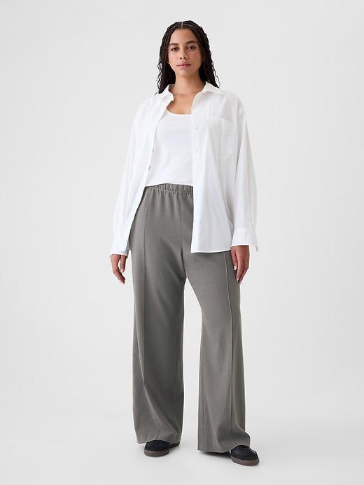 Wide-Leg Seamed Pull-On Pants Product Image