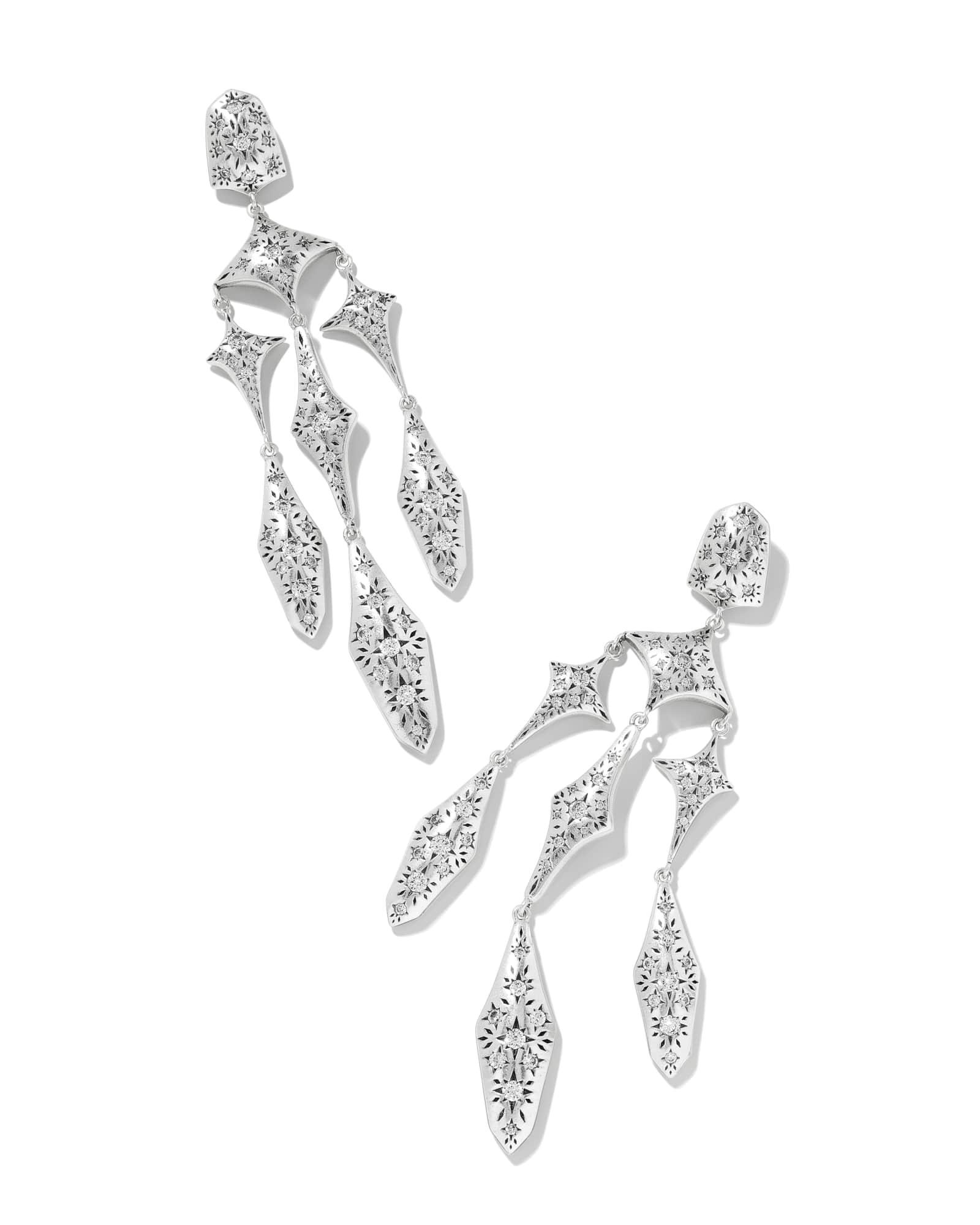 Holland Gold Statement Earrings in White CZ Product Image