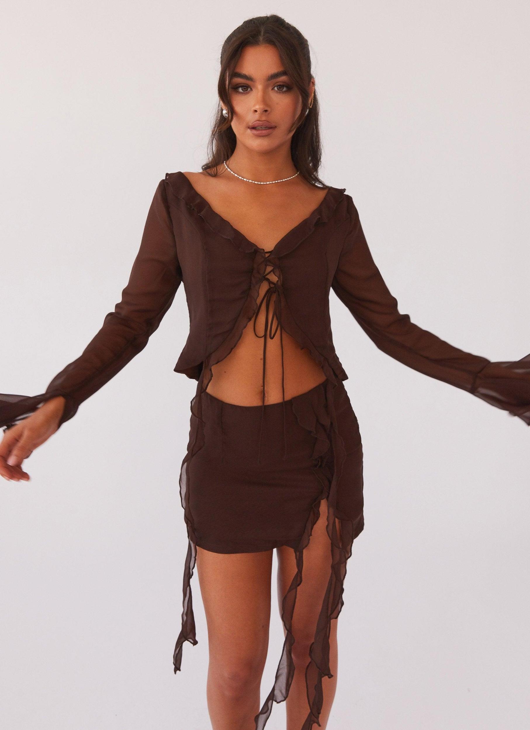My Favourite Part Mini Skirt - Dark Mocha Product Image