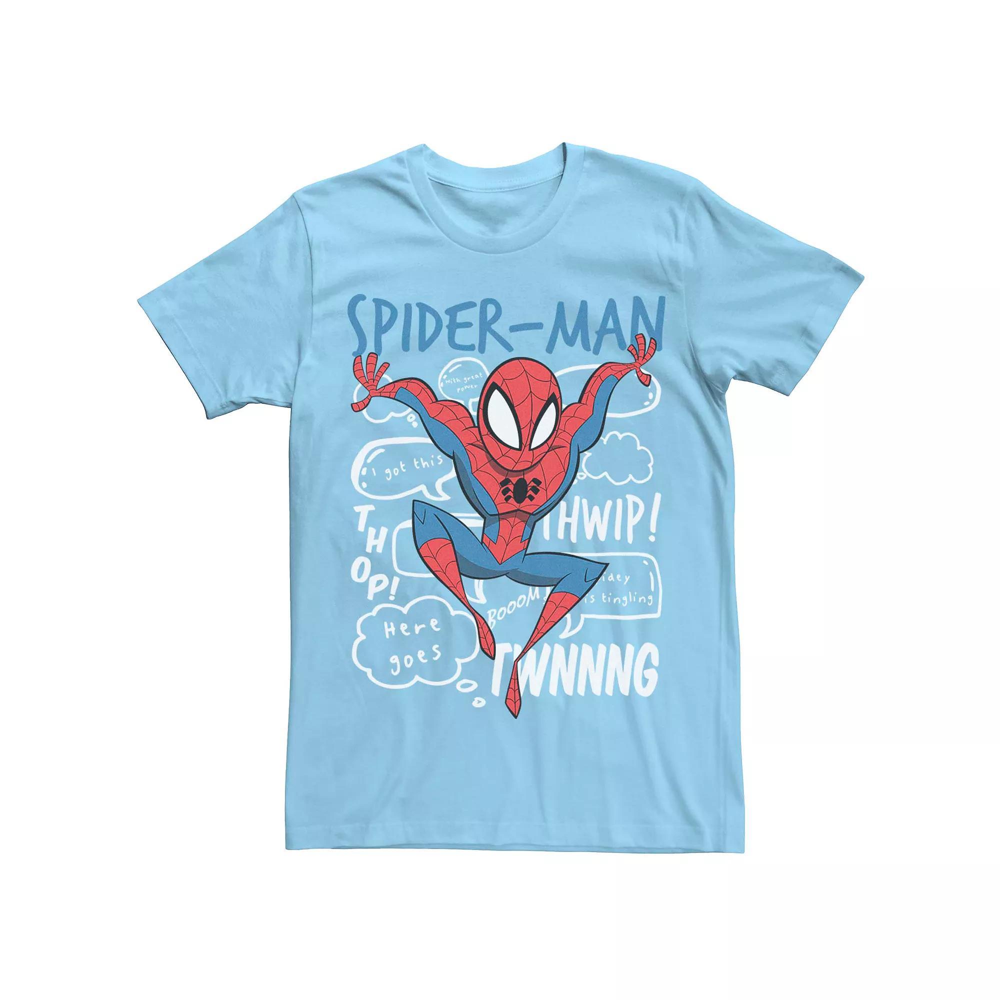 Men's Marvel's Spider-Man Doodle Speech Bubbles Tee, Size: Medium, Athletic Grey Product Image