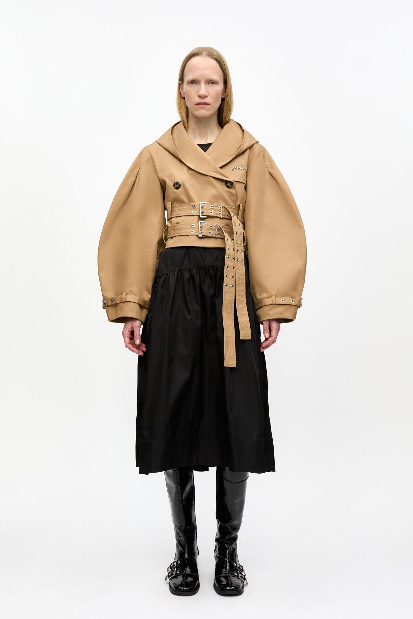 Camel Bonded Cotton Short Trench Jacket Product Image