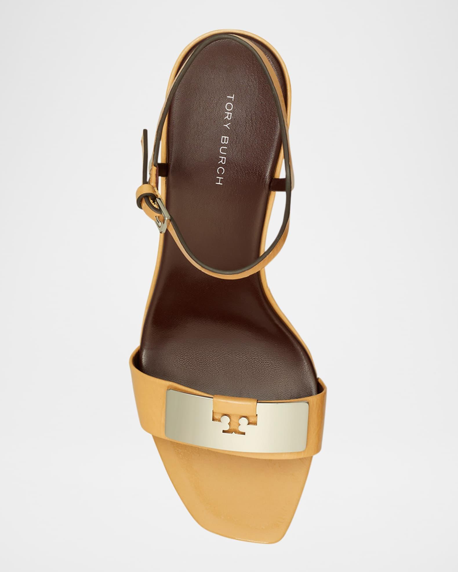 Gigi Leather Bar Ankle-Strap Wedge Sandals Product Image