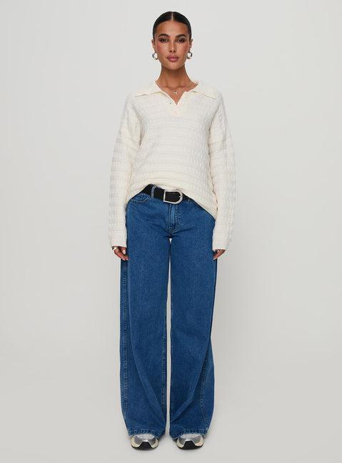 Autumnal Collared Sweater Cream Product Image