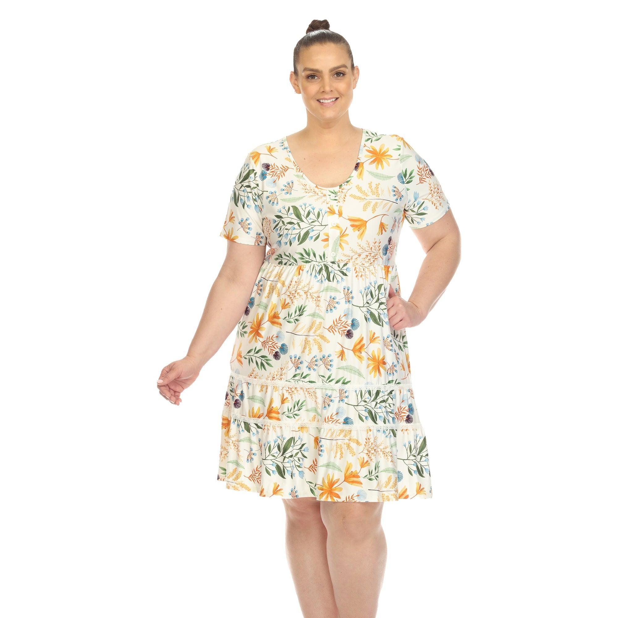 Floral Short Sleeve Knee Length Dress - Plus Product Image