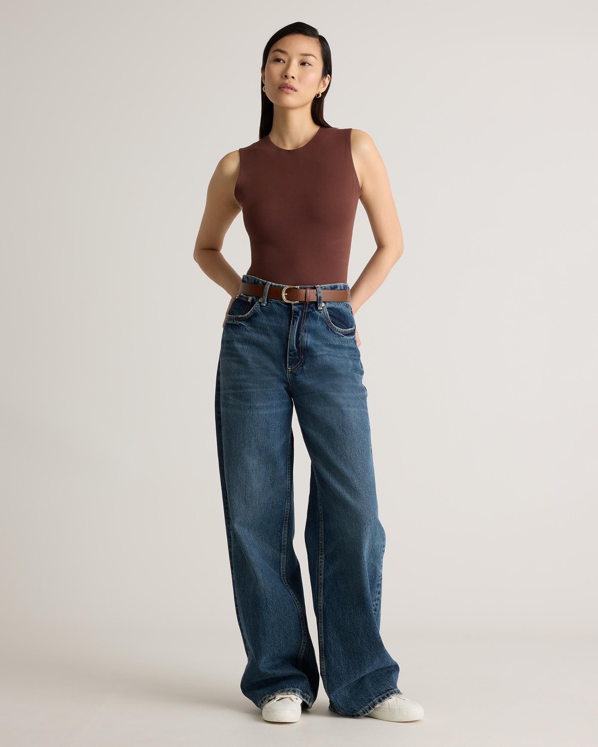 Quince | Women's Stretch Cotton Jersey High Neck Sleeveless Bodysuit Size XL, Organic Cotton Product Image