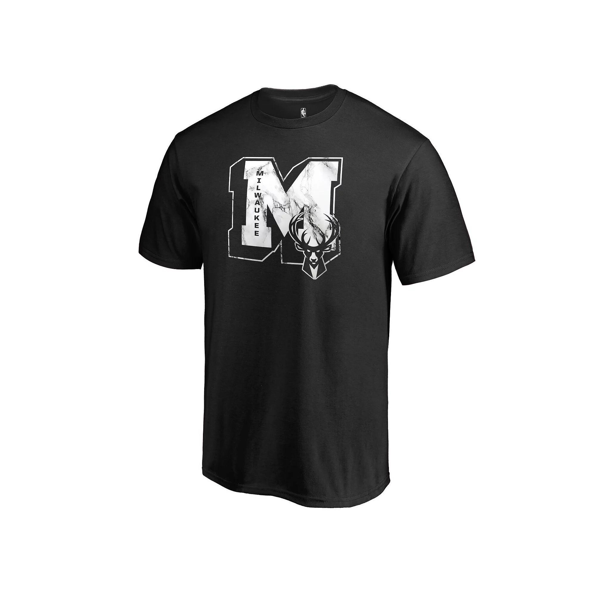 Men's Fanatics Branded Black Milwaukee Bucks Letterman T-Shirt, Size: XL Product Image