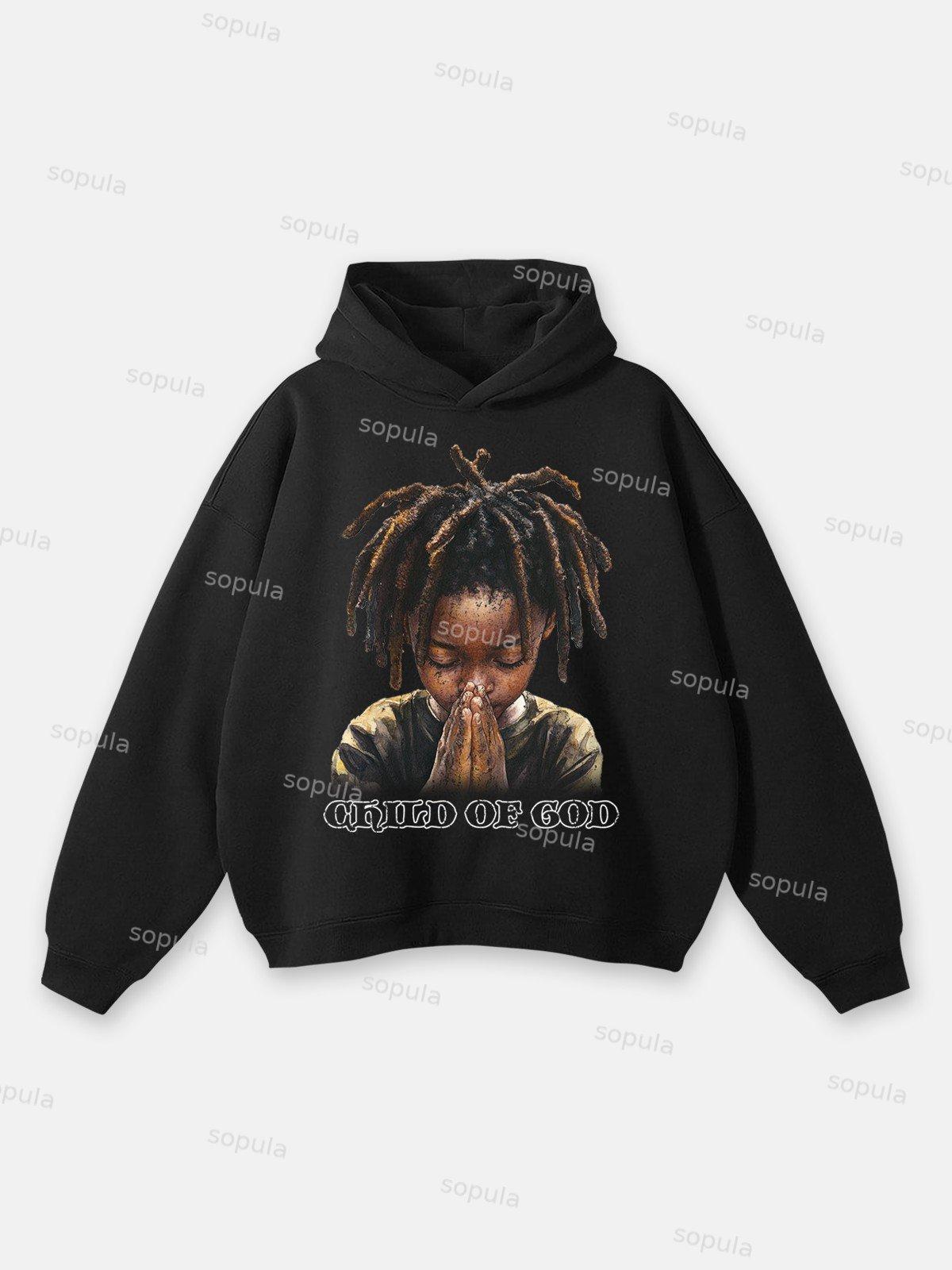 Sopula Jesus Retro Fade Portrait Graphic Hoodie Product Image