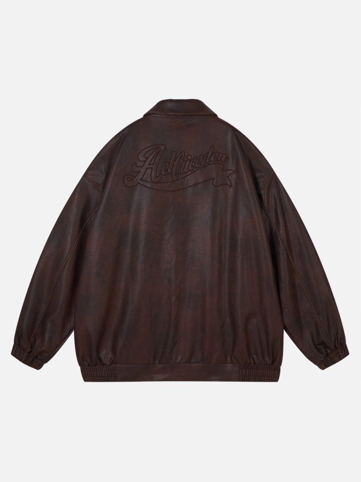 Aelfric Eden Embroidery Fold-Over Faux Leather Jacket Product Image