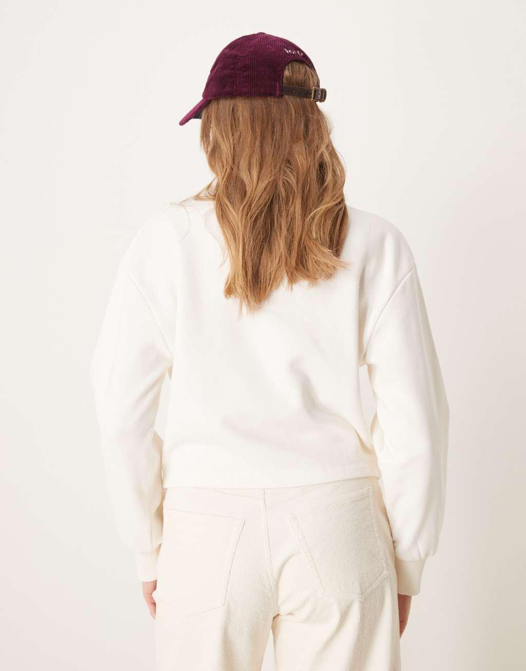 ASOS DESIGN corset seamed high neck sweatshirt in cream Product Image