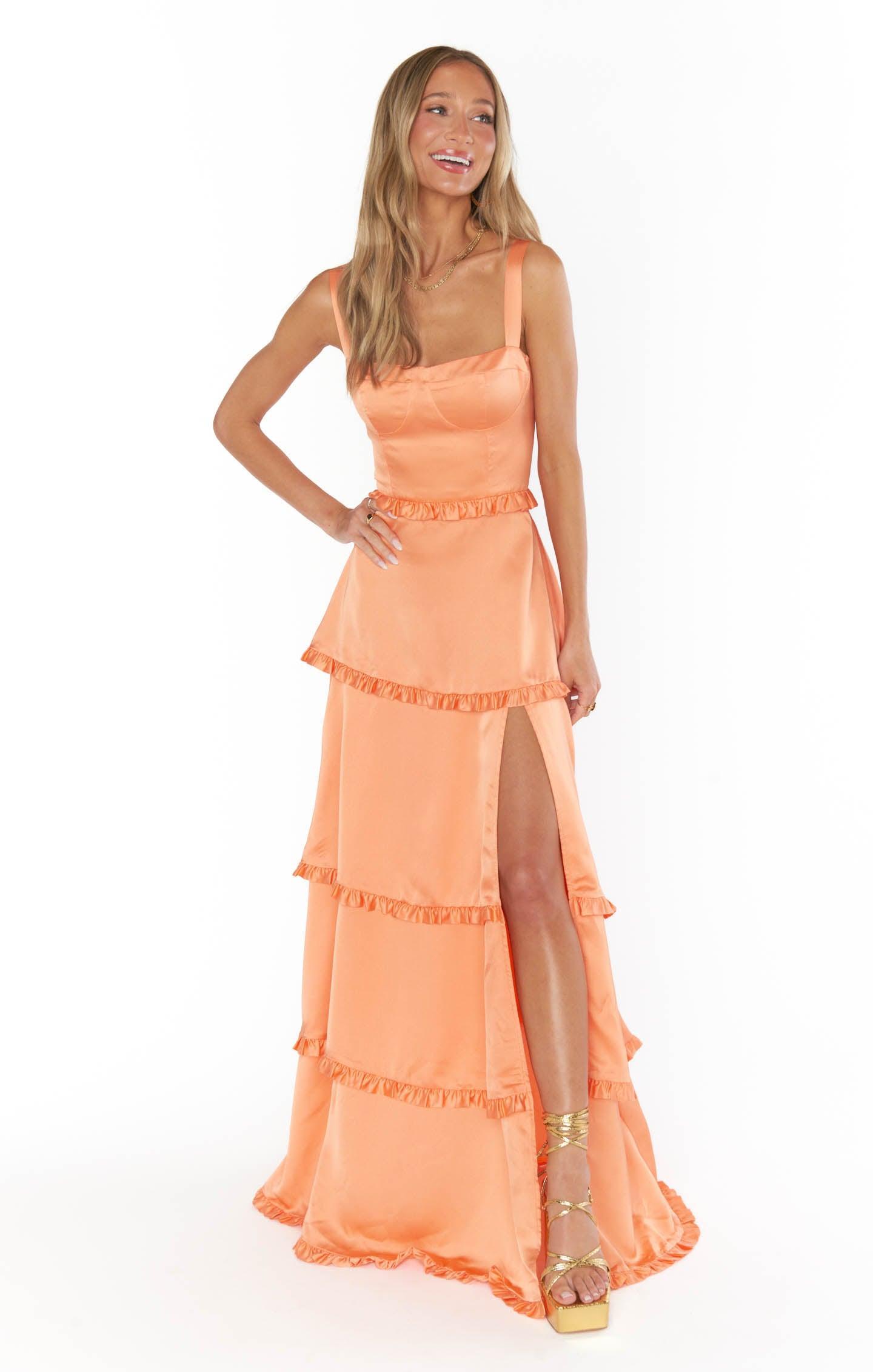 Lady Corset Dress ~ Cantaloupe Luxe Satin Product Image