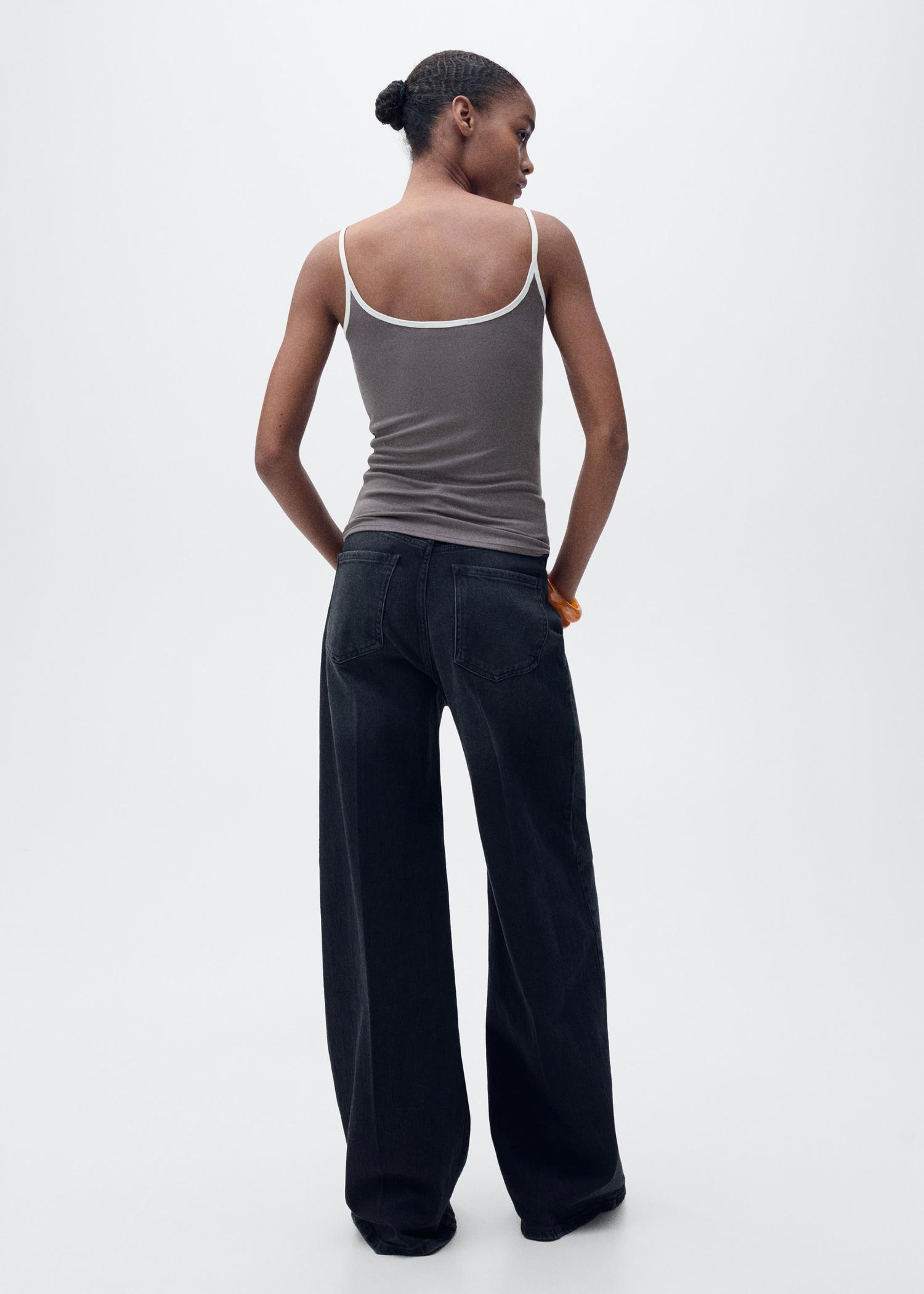 Lyocell top with contrasting trim - Women | MANGO USA Product Image