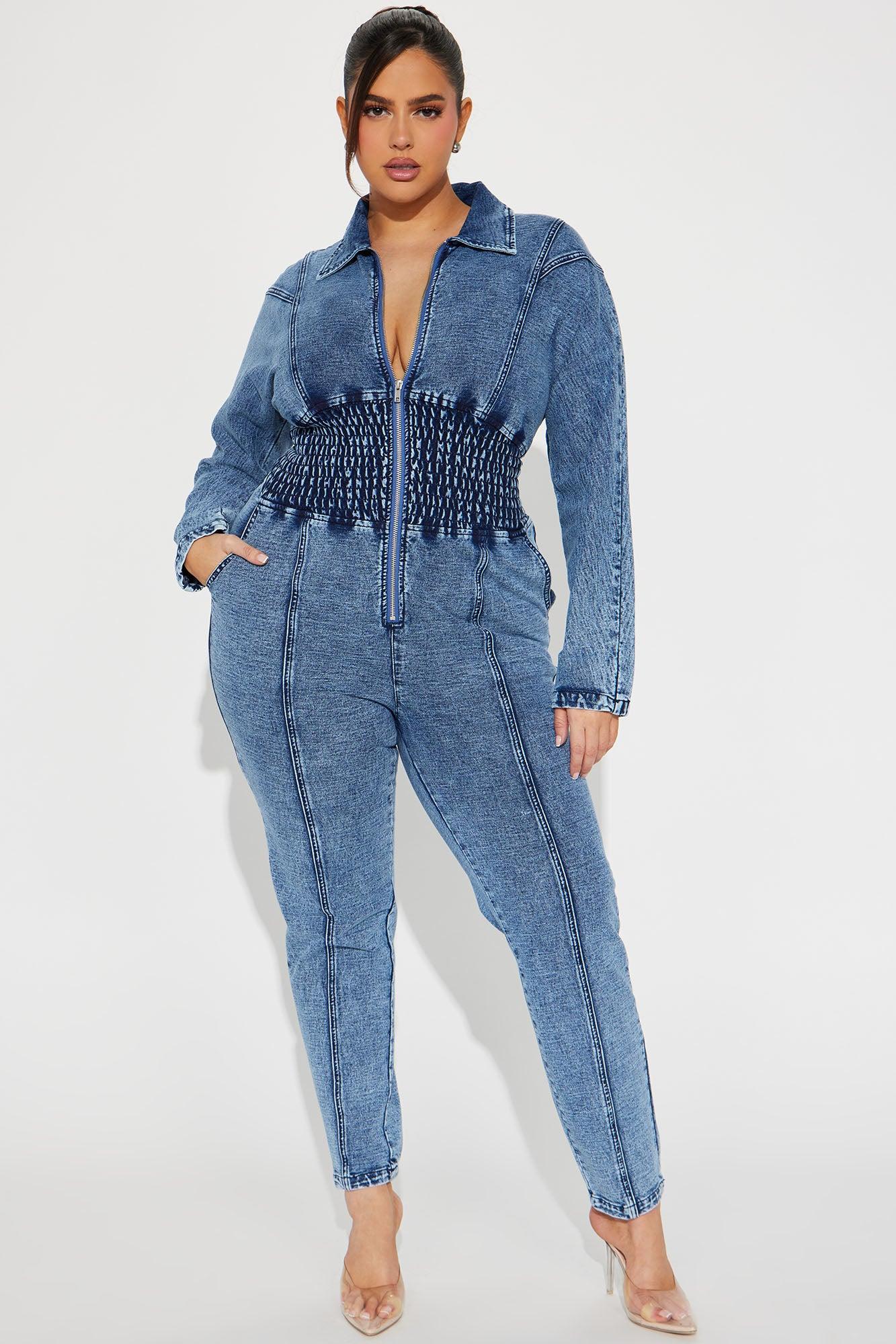 Not Too Late Denim Jumpsuit - Medium Wash Product Image