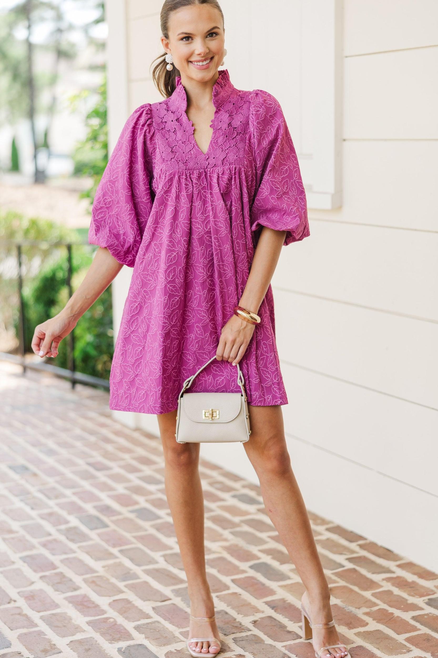 Get Back To You Magenta Purple Lace Dress Female Product Image