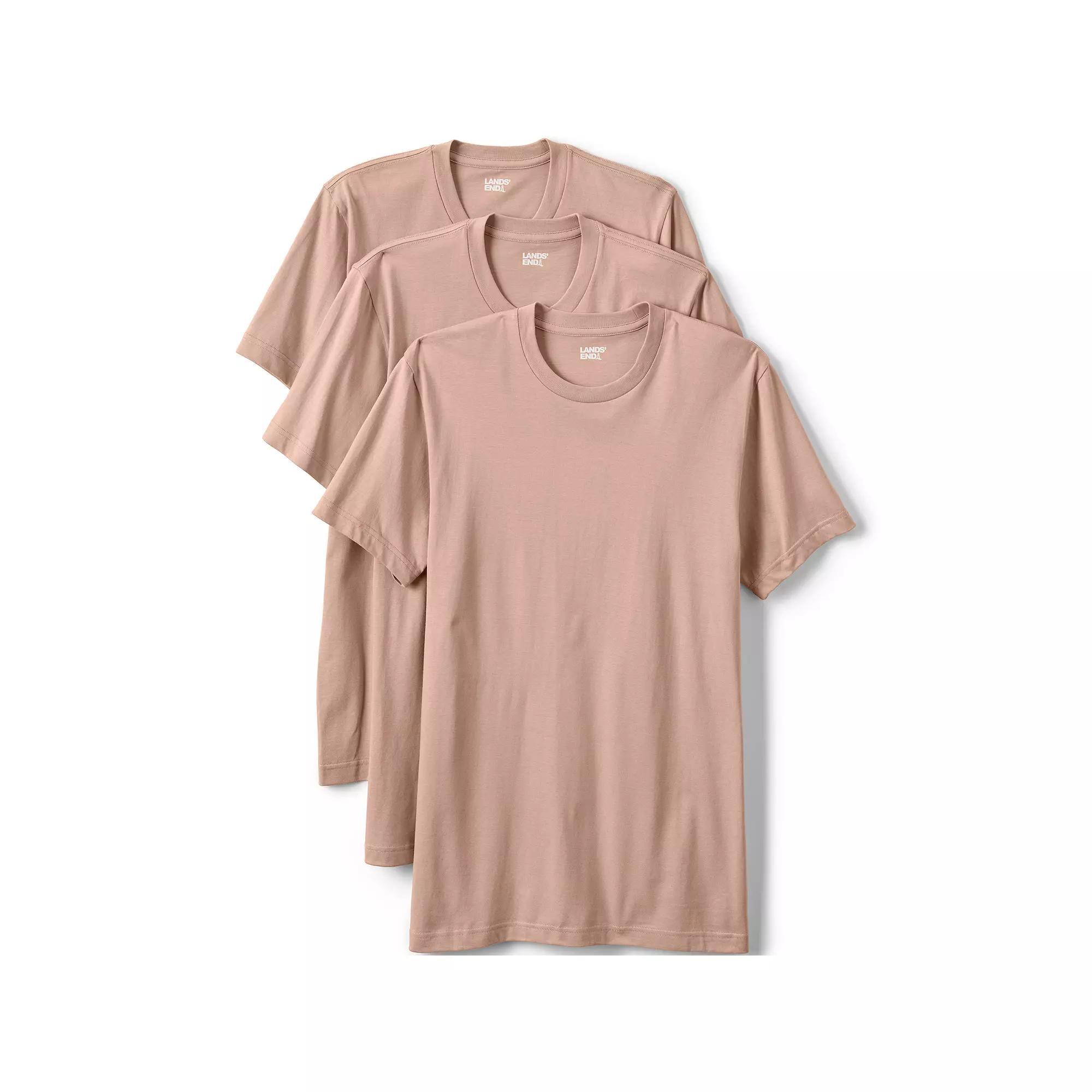 Men's Lands' End Crewneck 3-Pack Undershirt, Size: XL, Clay Bisque Product Image
