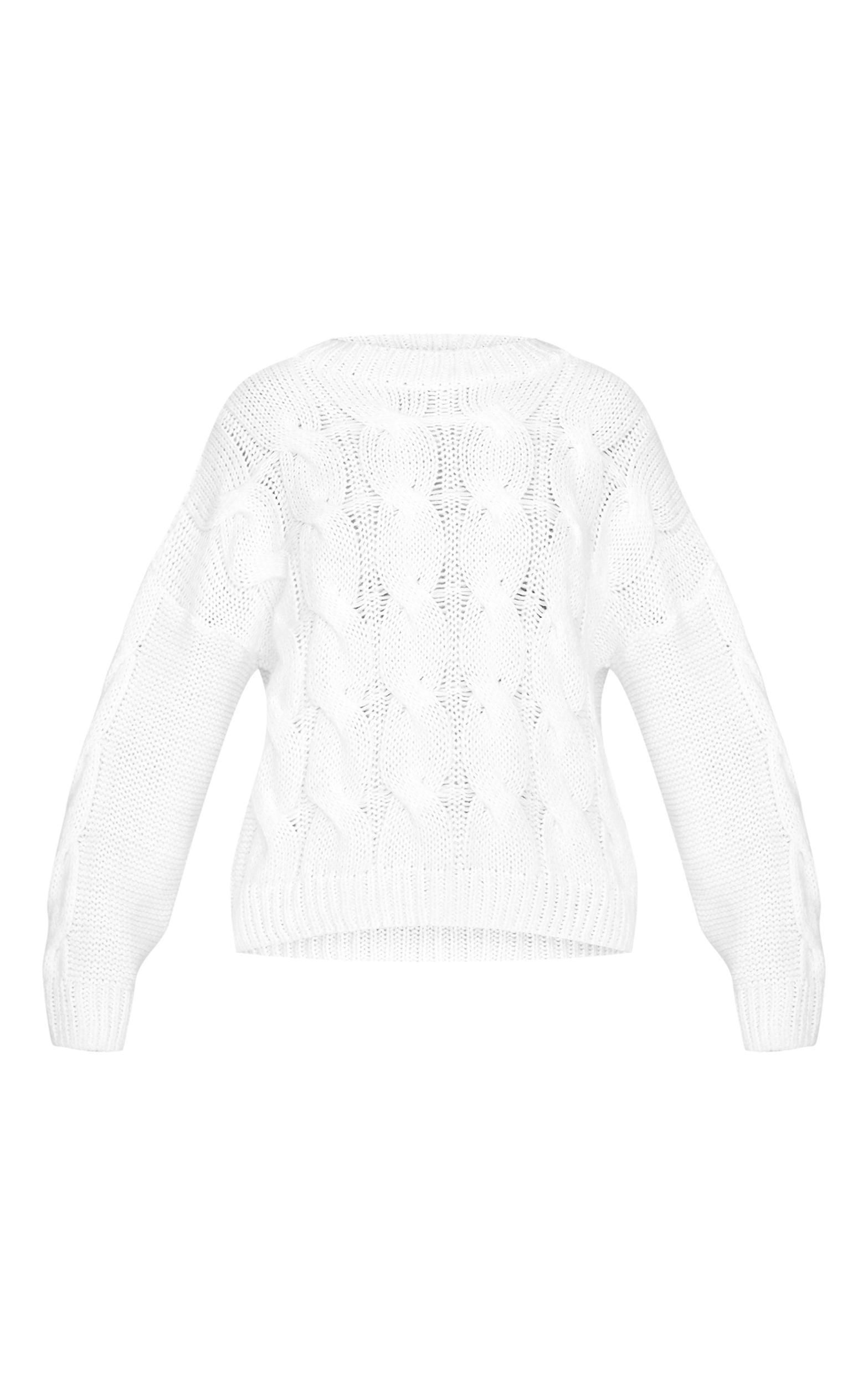 Cream Marl Knit Chunky Cable Sweater Product Image