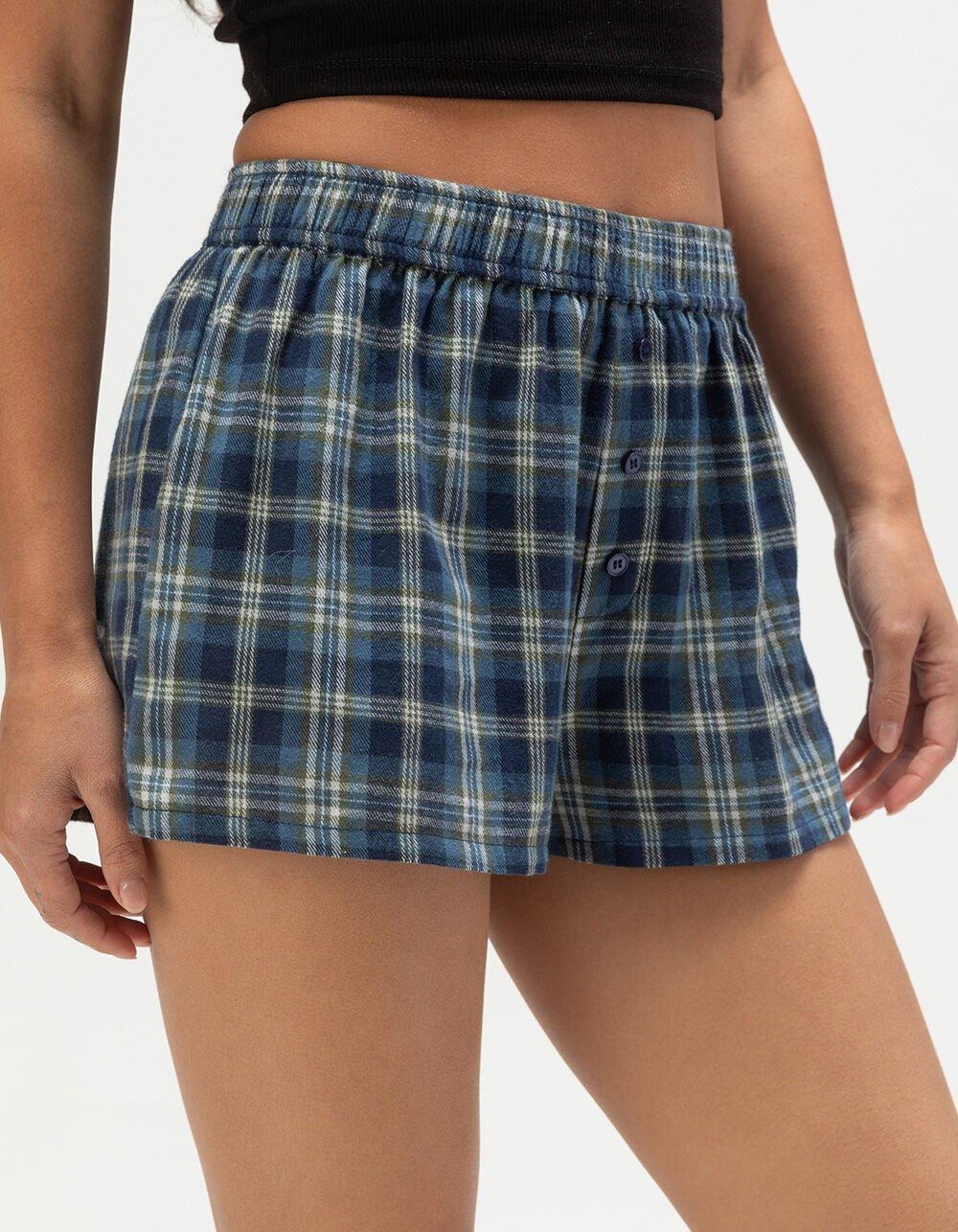 FULL TILT Plaid Womens Boxer Shorts - BROWN COMBO Product Image
