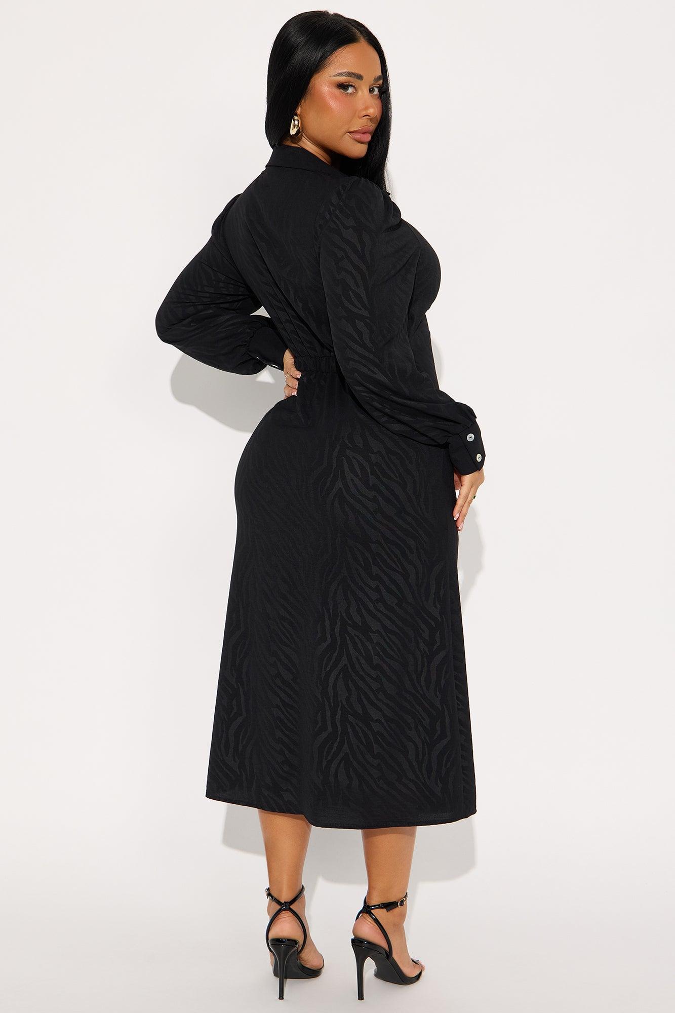 Juliette Long Sleeve Midi Dress - Black Female Product Image