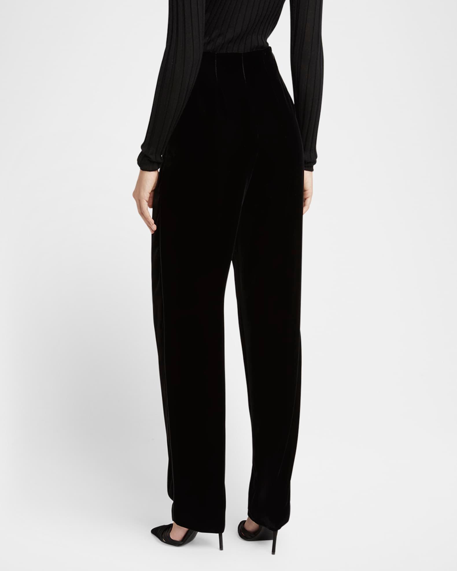 Pleated High-Rise Velvet Trousers Product Image
