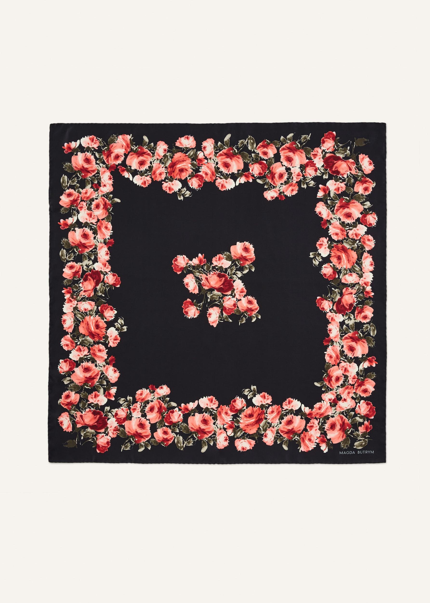 Floral-print scarf in black Product Image