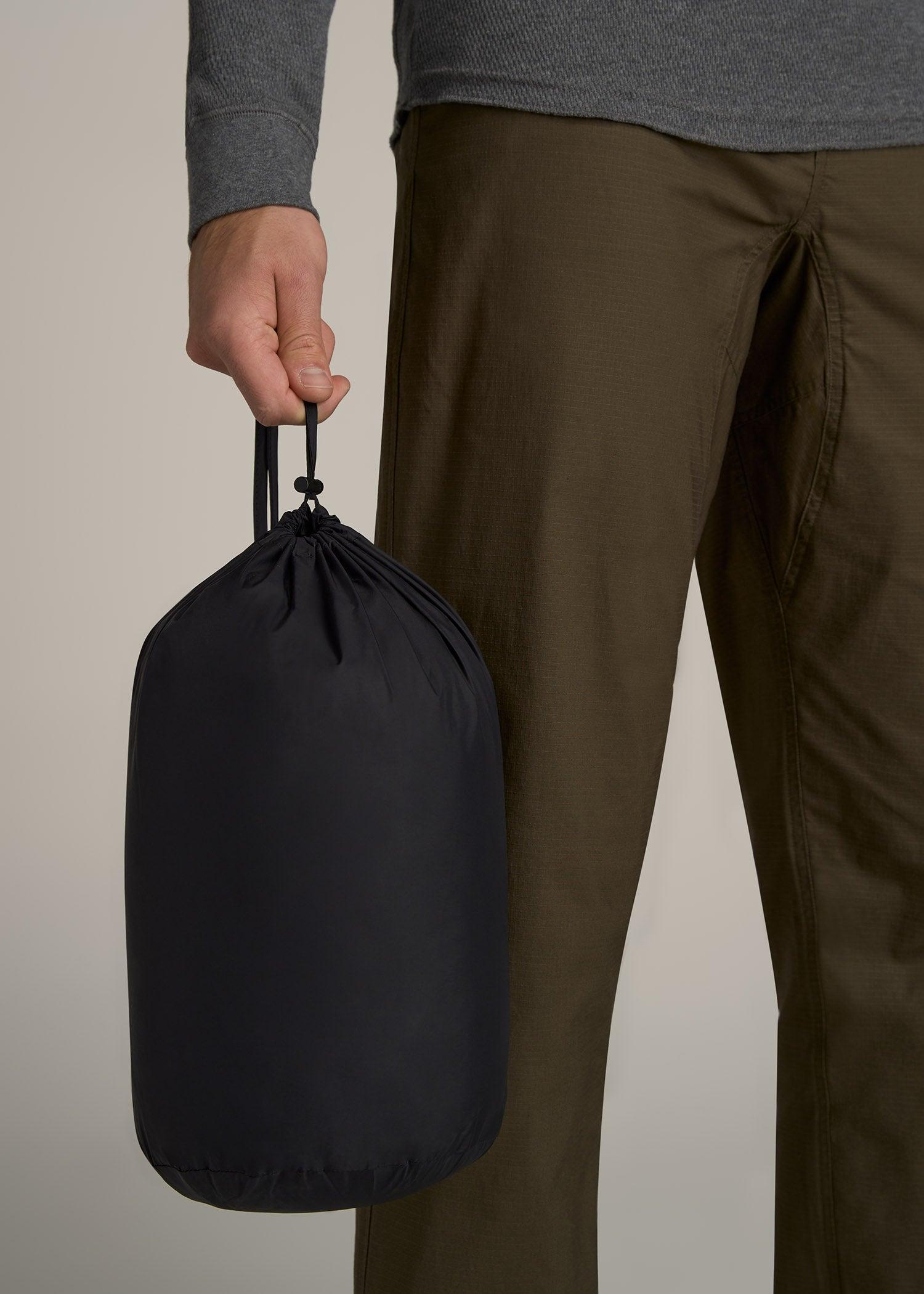 Tall Men's Packable Puffer Jacket in Black Product Image