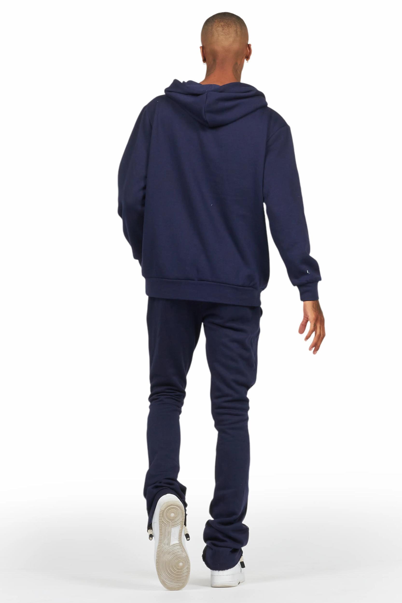 Raffer Navy Hoodie Flare Trackset Male Product Image