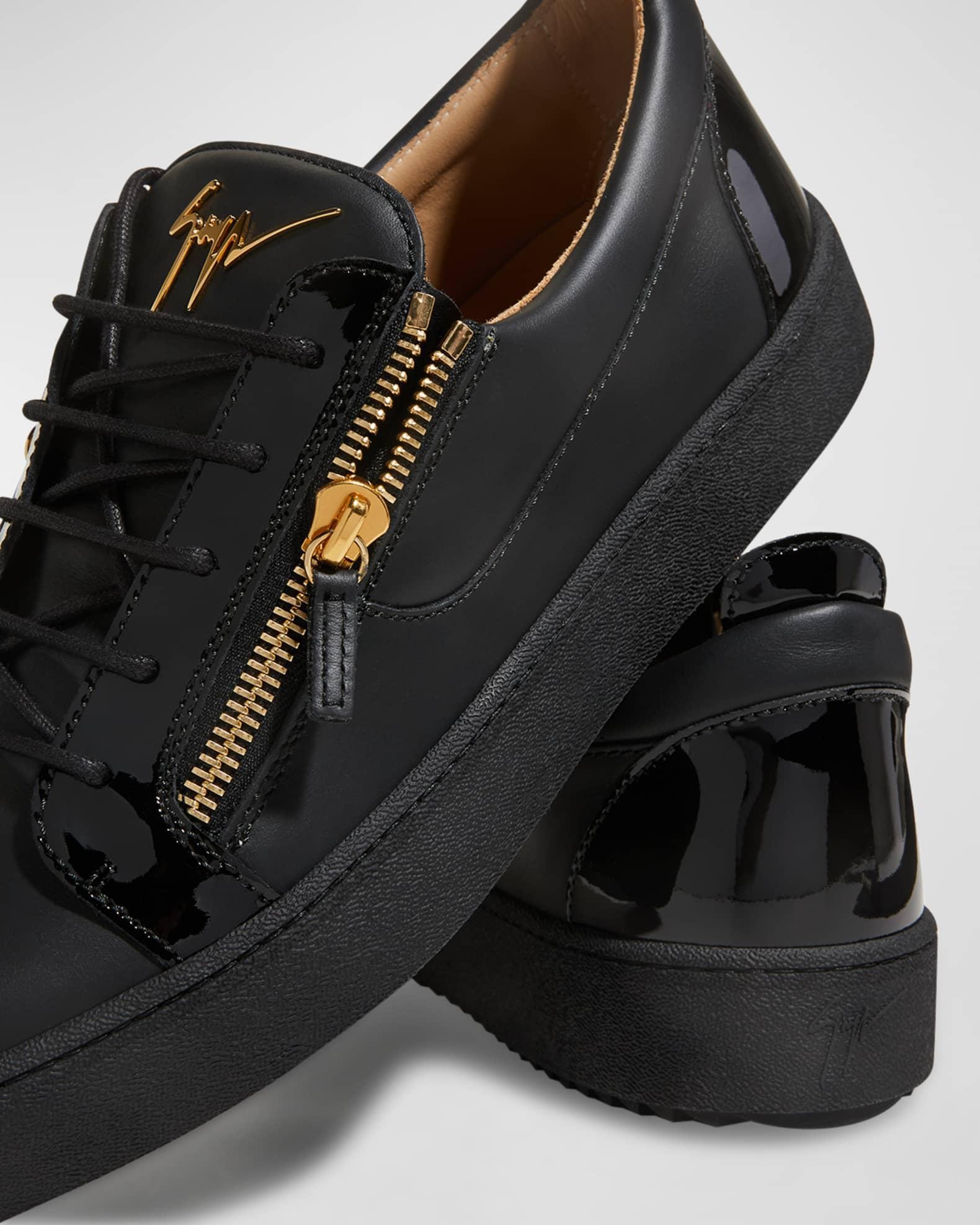 Men's London Double-Zip Leather Low-Top Sneakers Product Image