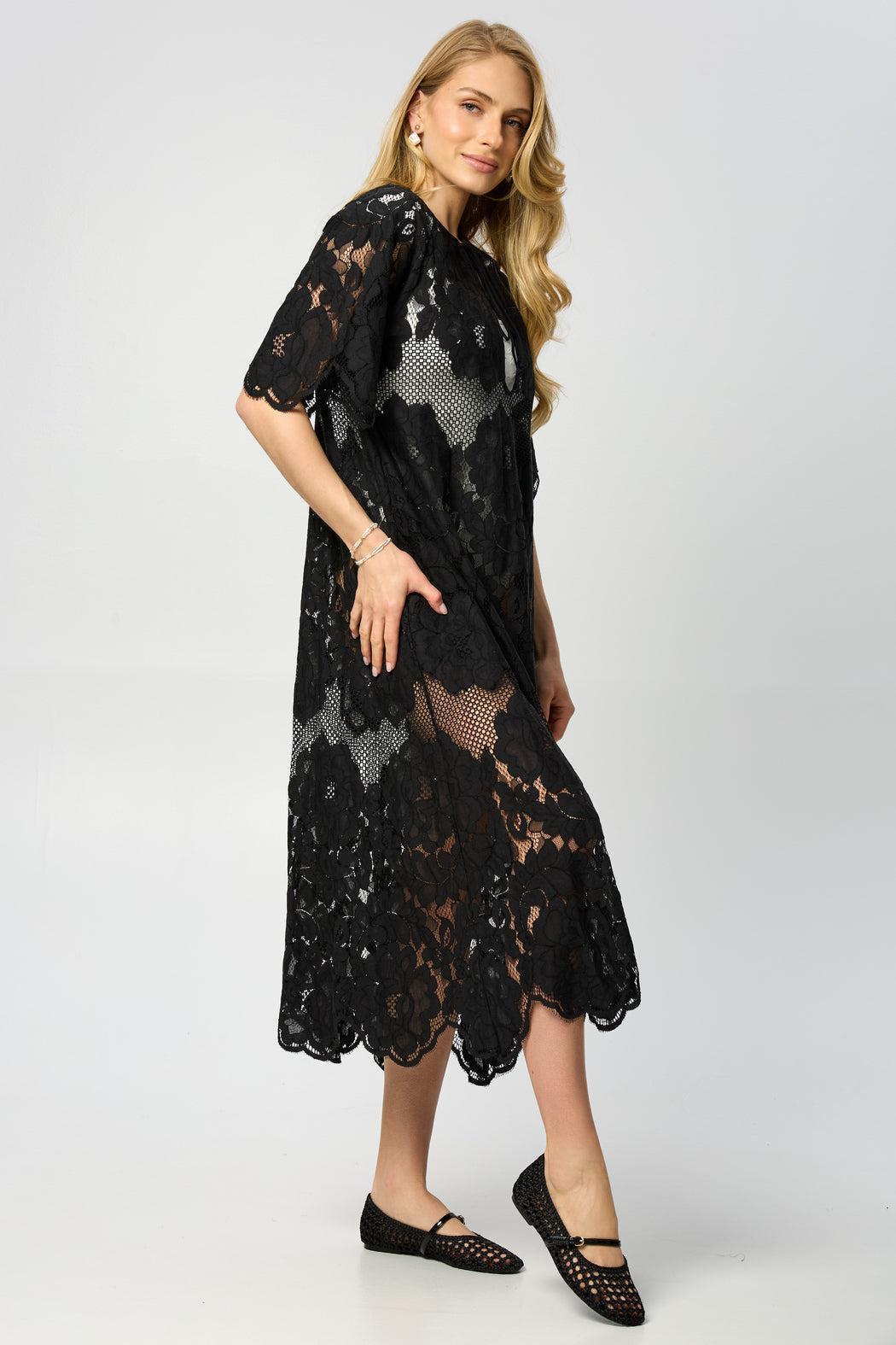 Floral Mesh Lace Kaftan Product Image