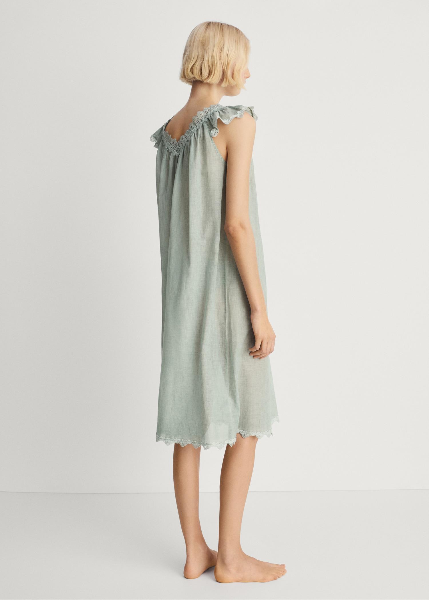 Overdyed lace cotton nightdress - Women | MANGO USA Product Image