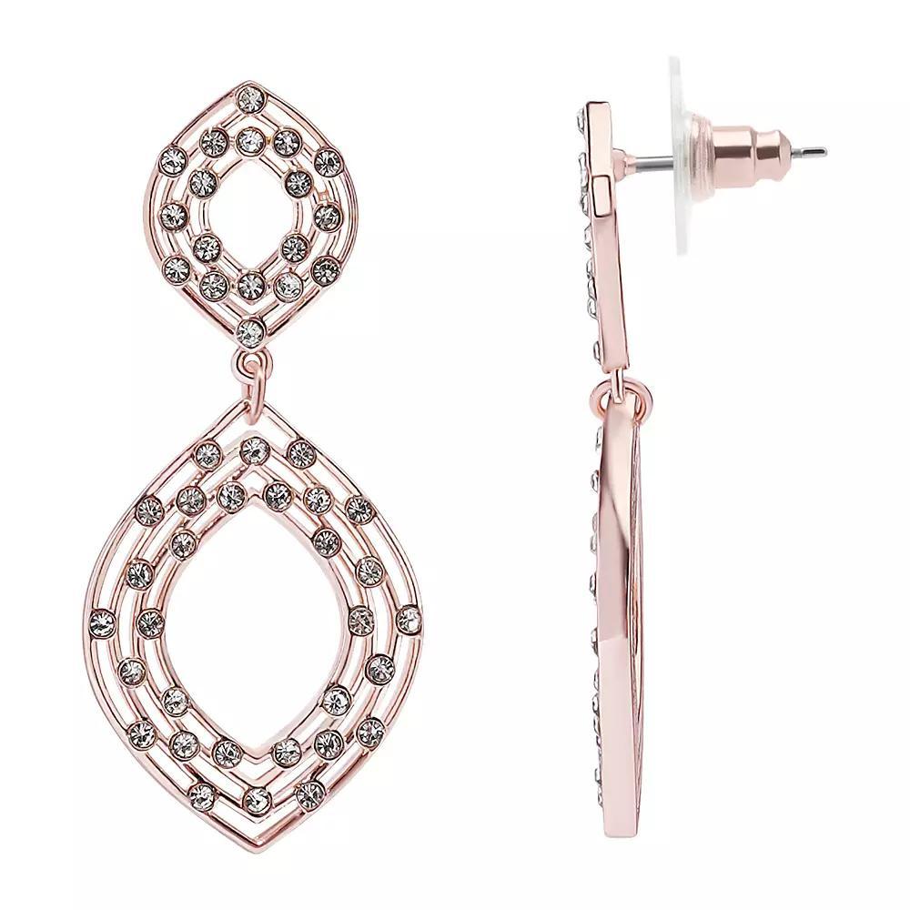 LC Lauren Conrad Rose Gold Tone Caged Rhinestone Rhombus Drop Earrings, Women's, Clear Product Image