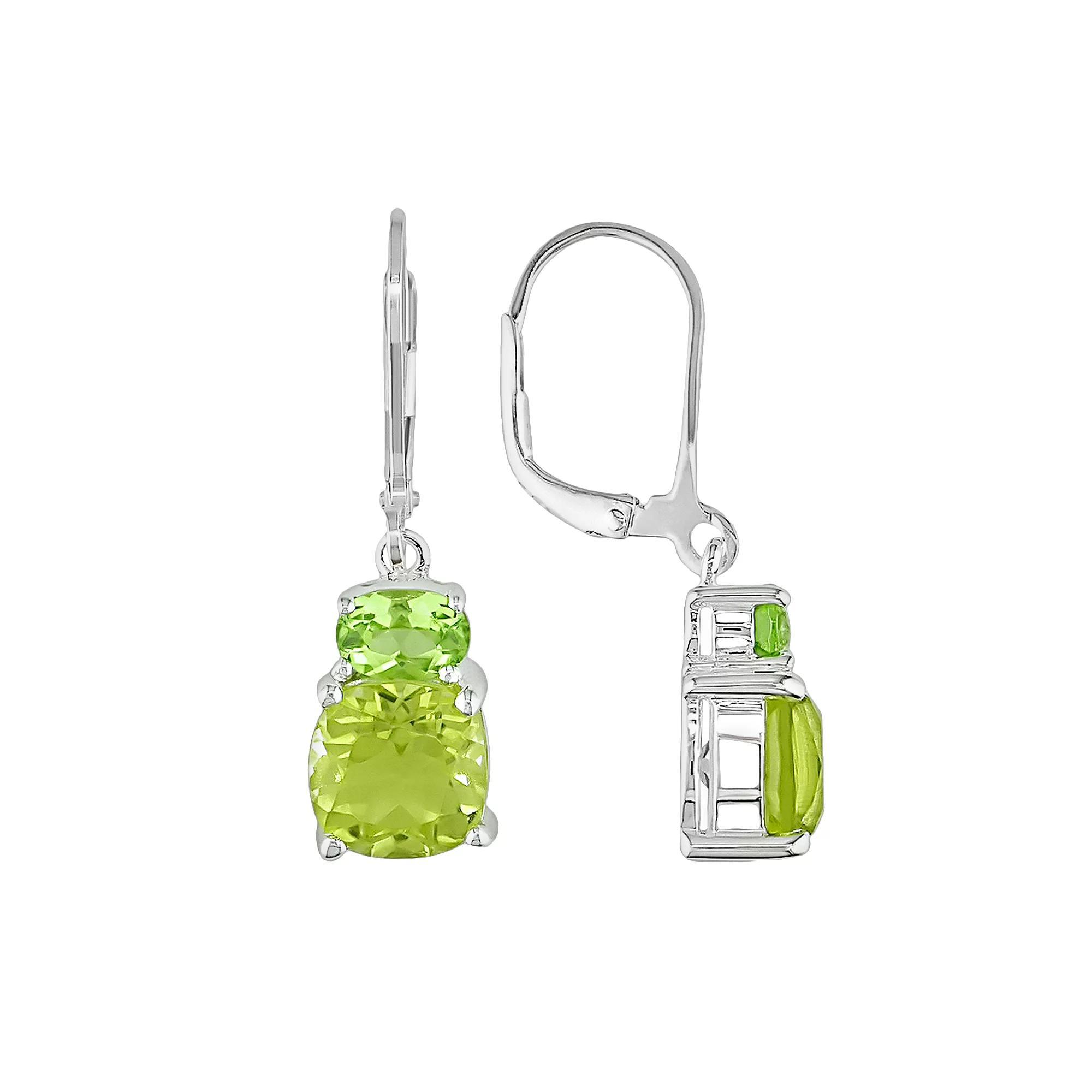 Stella Grace Sterling Silver Peridot and Lemon Quartz Drop Earrings, Women's, Yellow And Peridot Product Image
