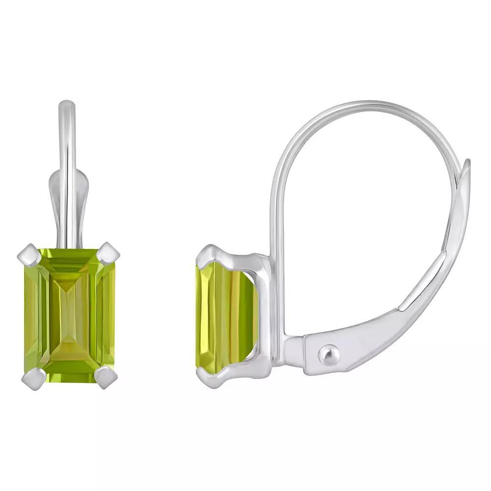 Celebration Gems 10k Gold Emerald Cut Peridot Leverback Earrings, Women's, 10k Whgold Product Image