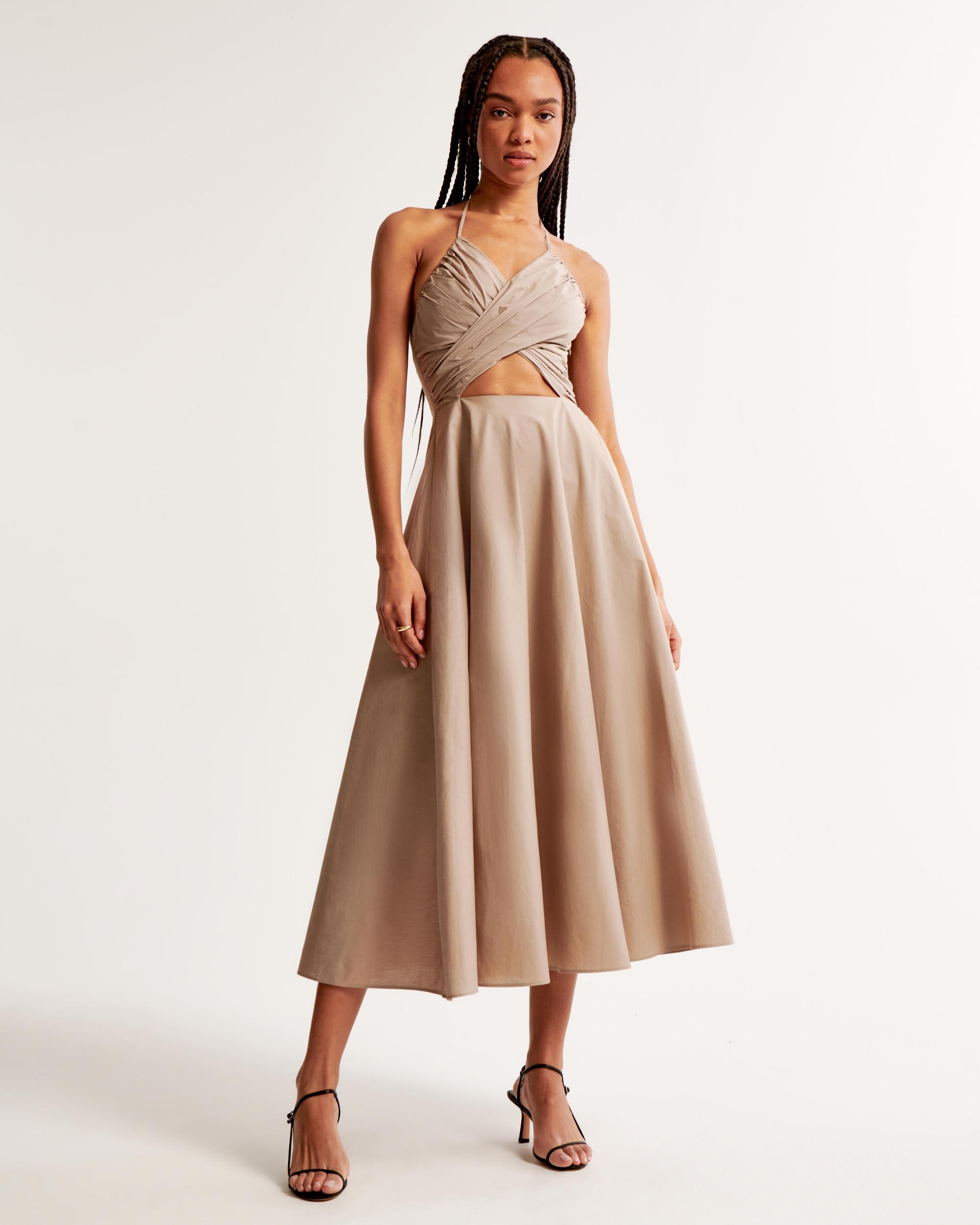 Crossover Bodice Midi Dress Product Image