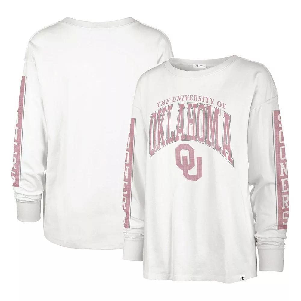 Women's '47 White Oklahoma Sooners Statement SOA 3-Hit Long Sleeve T-Shirt, Size: Small Product Image