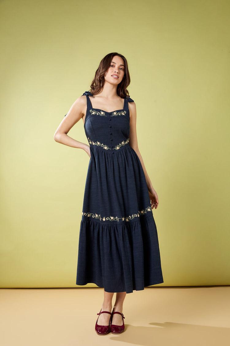 Esme Embroidered Midi Dress Product Image