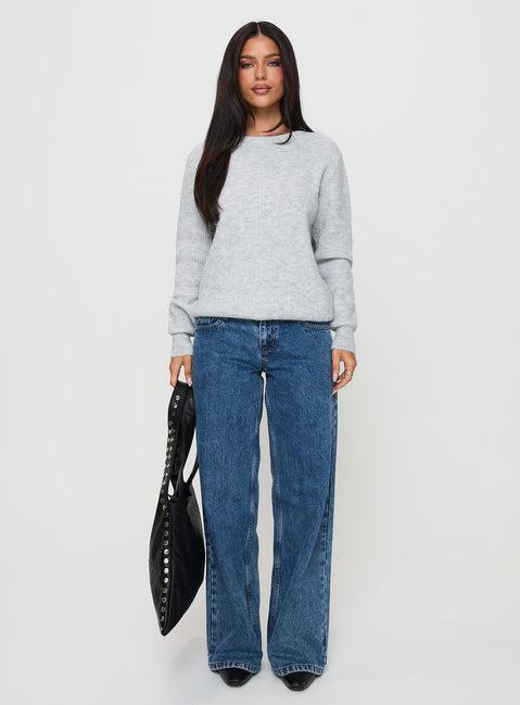 Abrams Rib Knit Crew Sweater Grey Marle Product Image