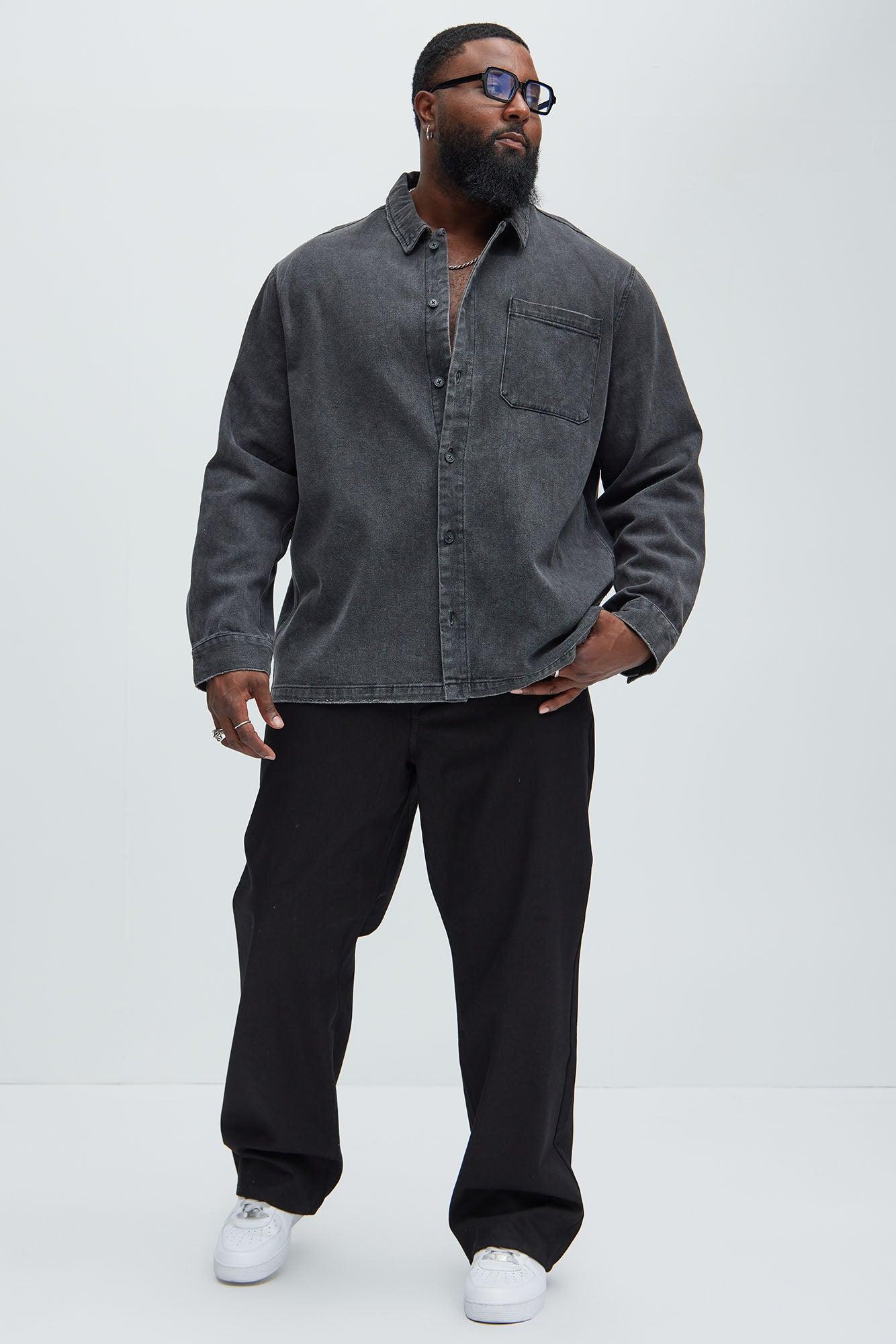 Hatton Denim Button Up Shirt - Black Wash Product Image