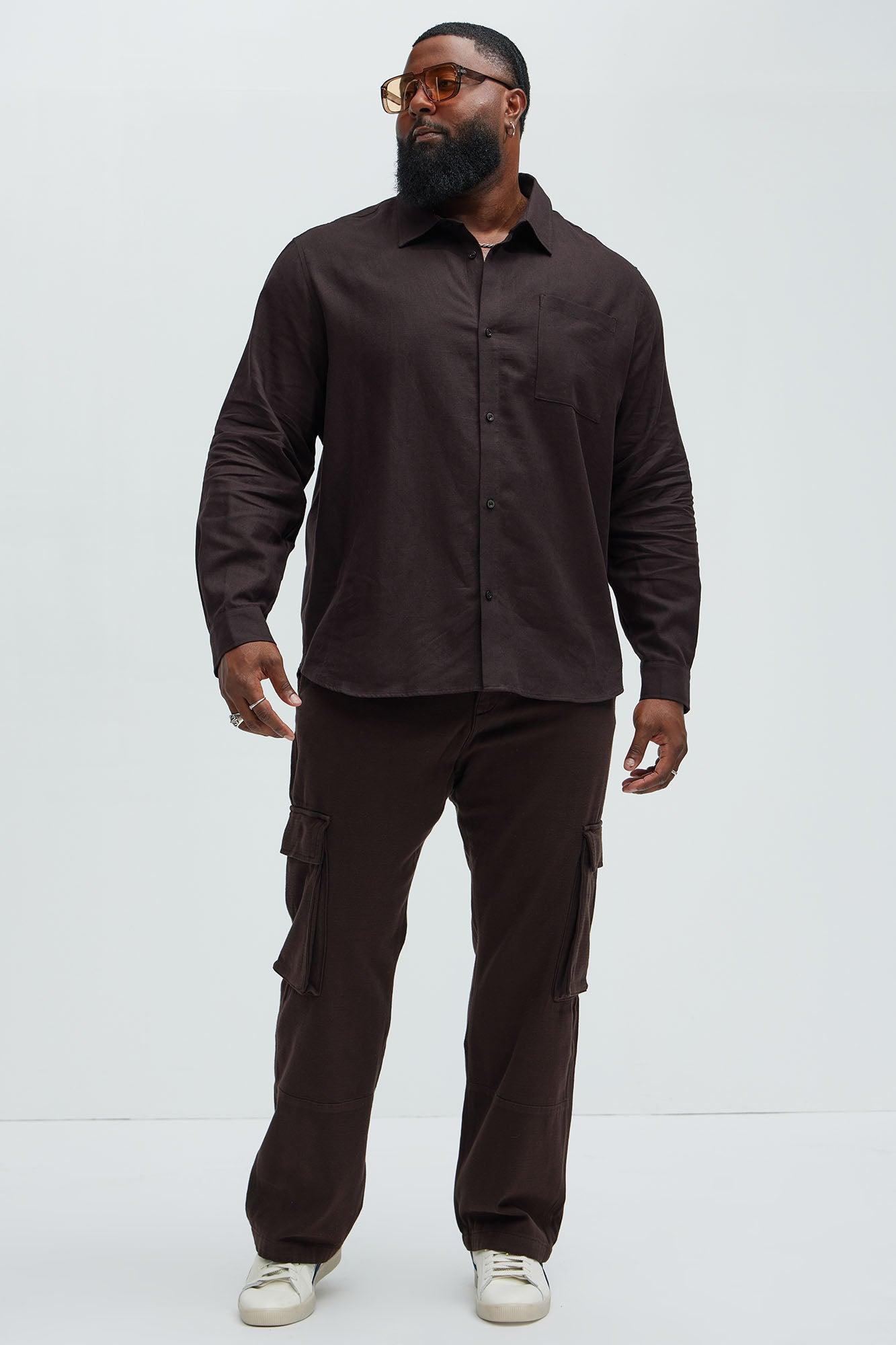 Bahamas Linen Single Pocket Long Sleeve Shirt - Brown Product Image