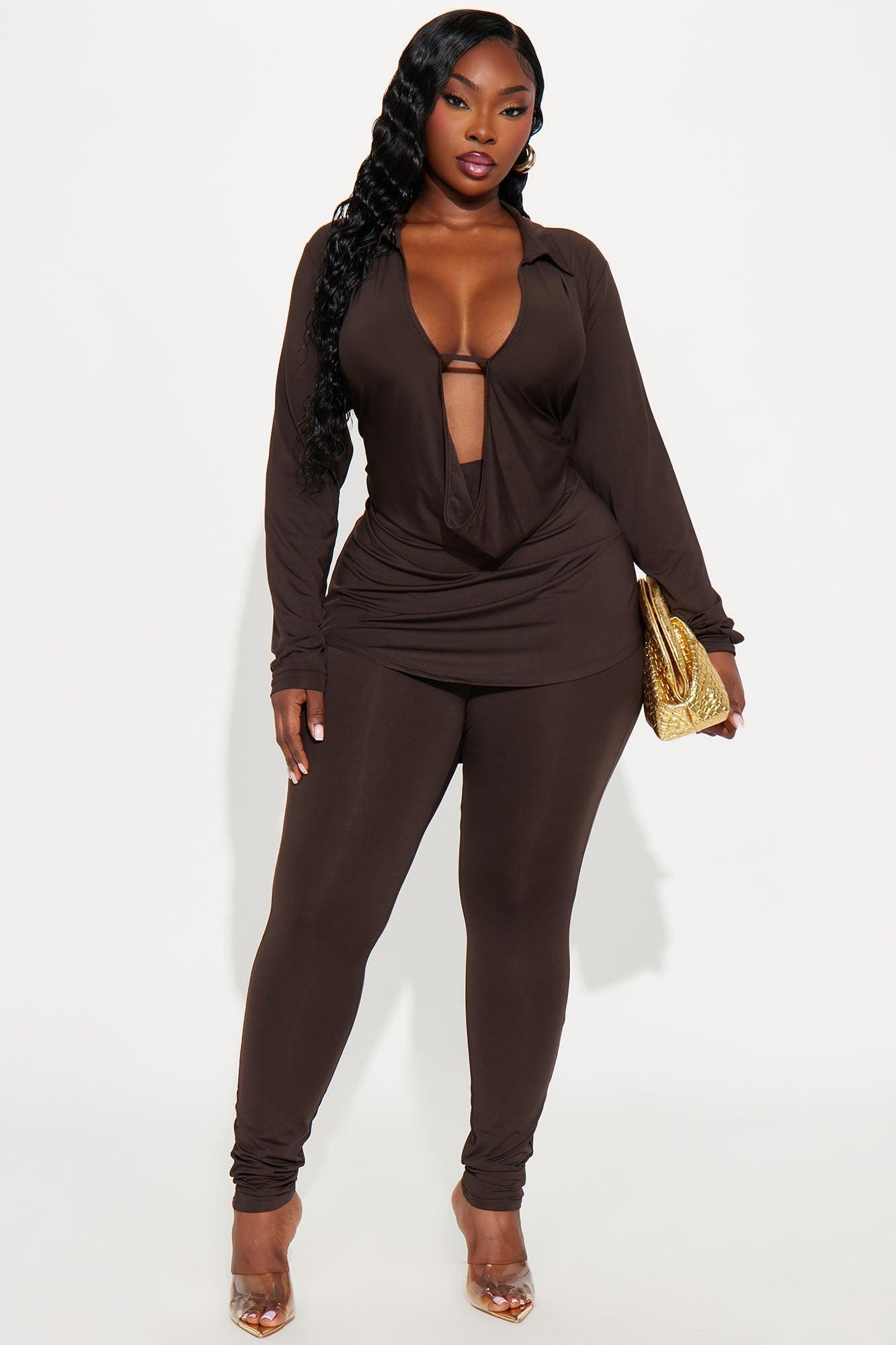 Monique Cowl Neck Legging Set - Chocolate Product Image