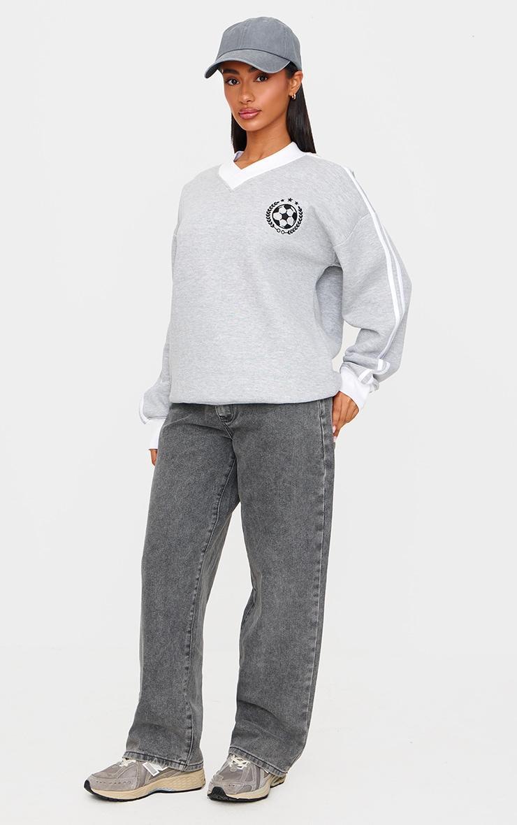 Petite Light Grey Oversized Collared Sweatshirt Product Image