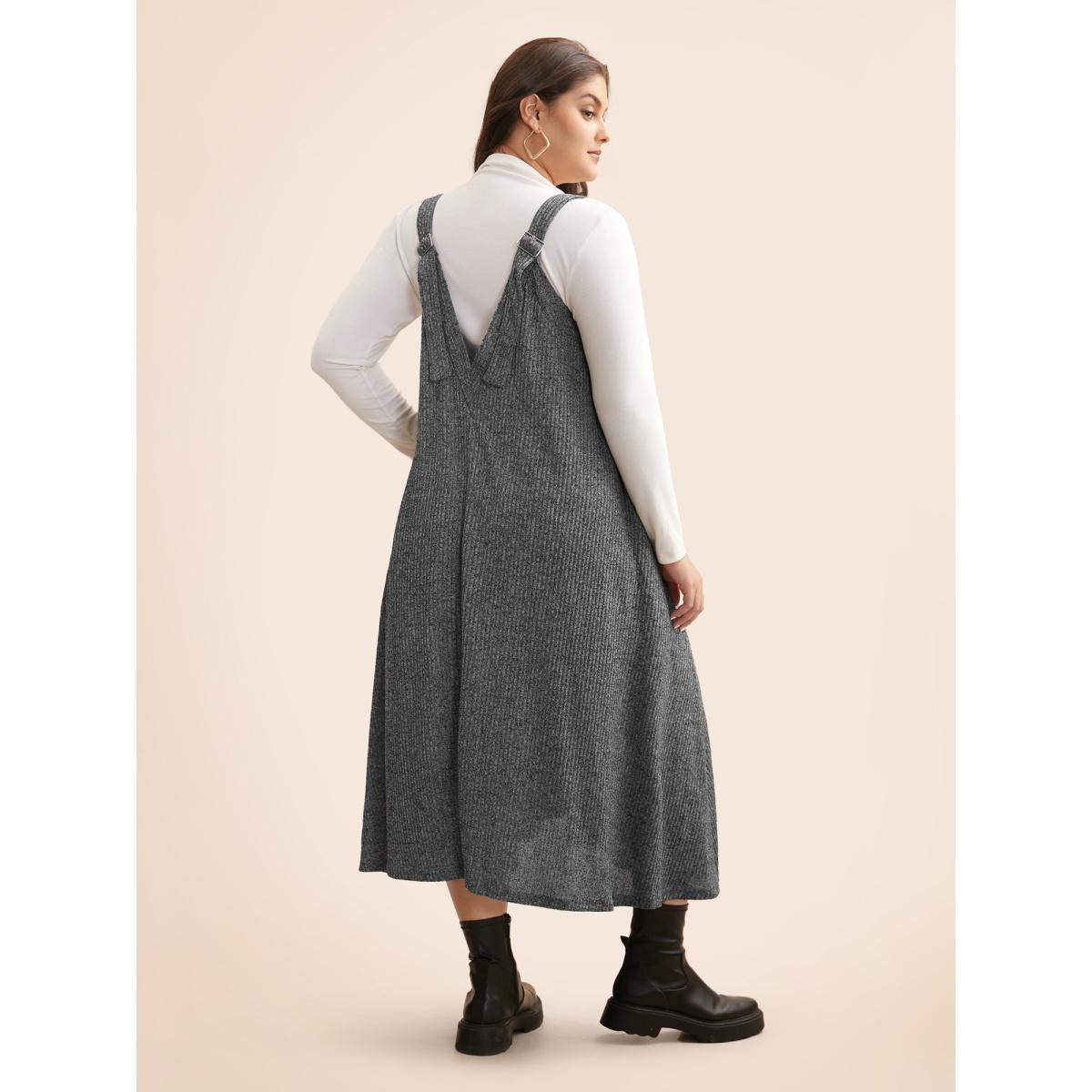 Plus Size Solid Heather Textured Cami Dress Mediumgray Women Casual Texture Non Sleeveless Curvy BloomChic 30/6X Product Image
