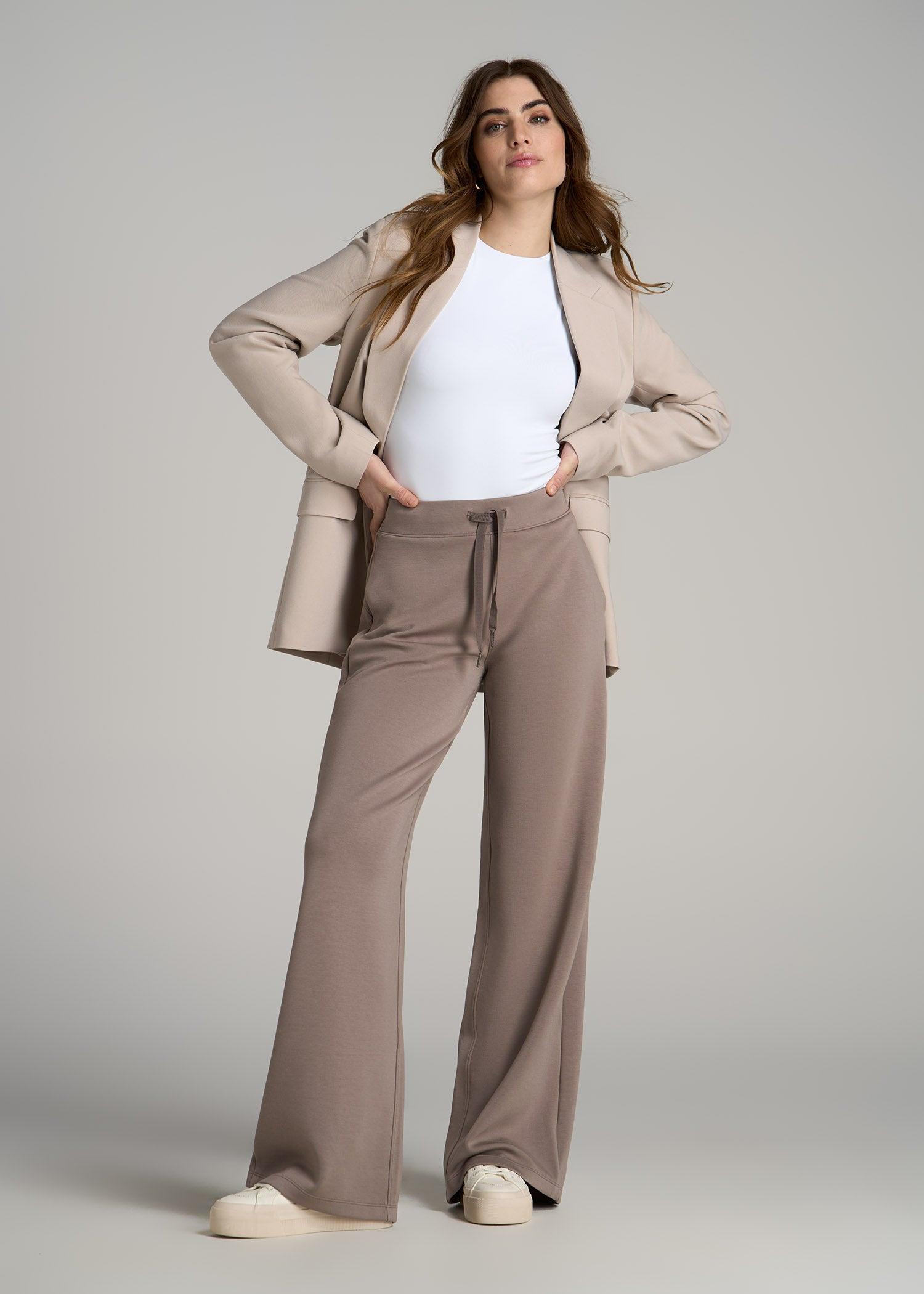 Pull-On Tie Waist Wide Leg Pants for Tall Women in Navy Product Image