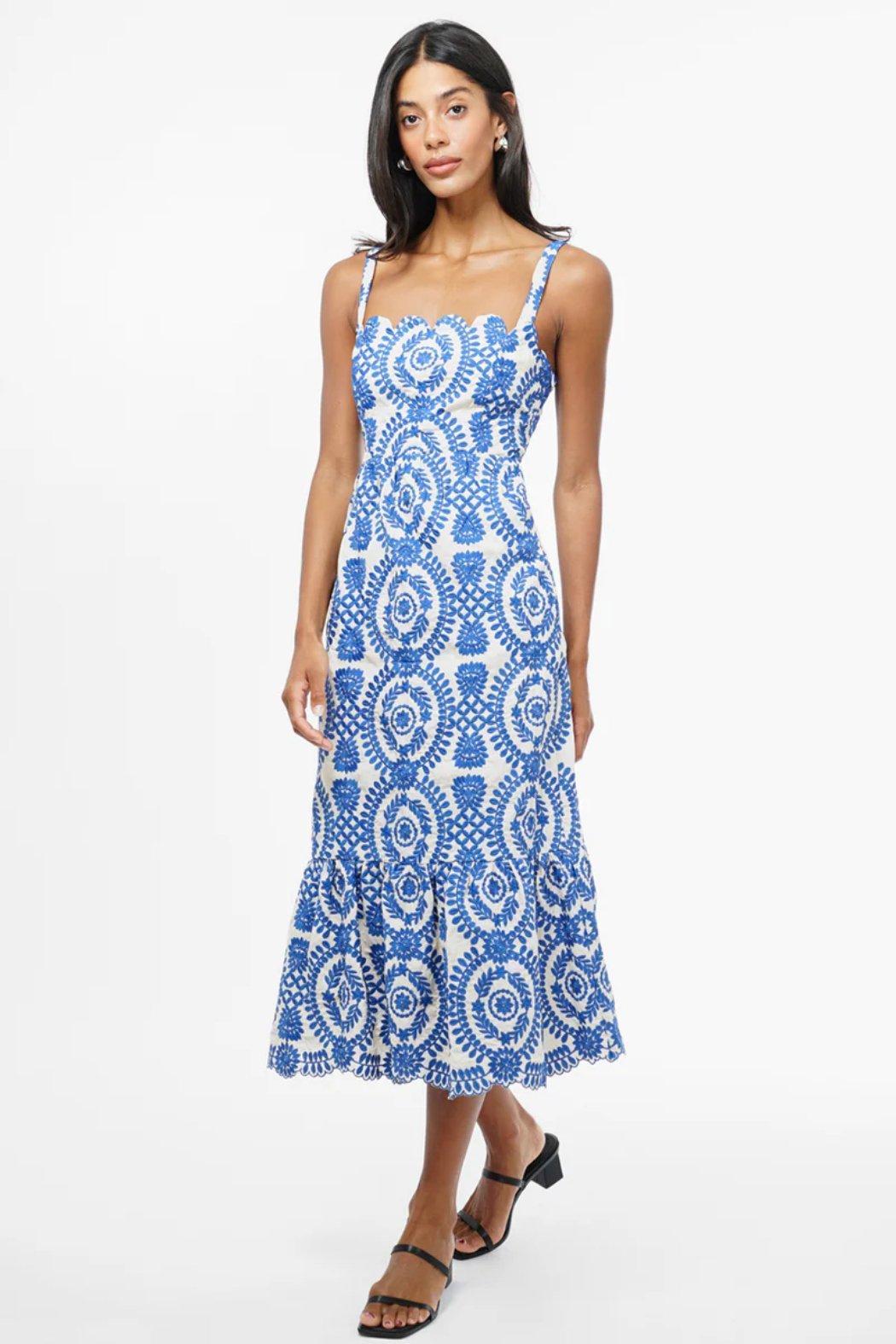 "Shanna" Embroidered Midi Dress Product Image